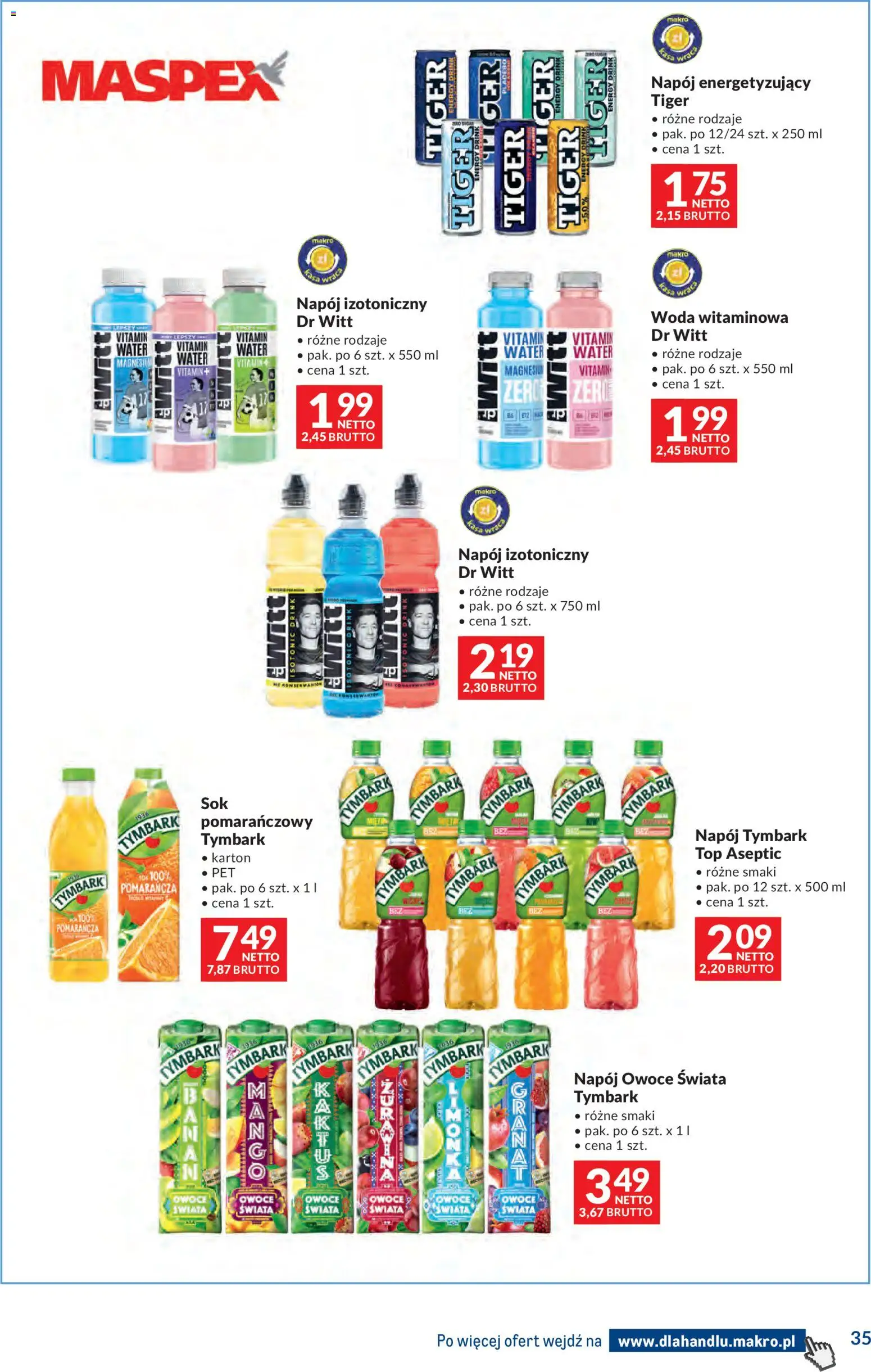 Makro gazetka - Dystrybucja do sklepów od 29.09.2026 | Strona: 35 | Produkty: Top, Tymbark, Woda, Owoce