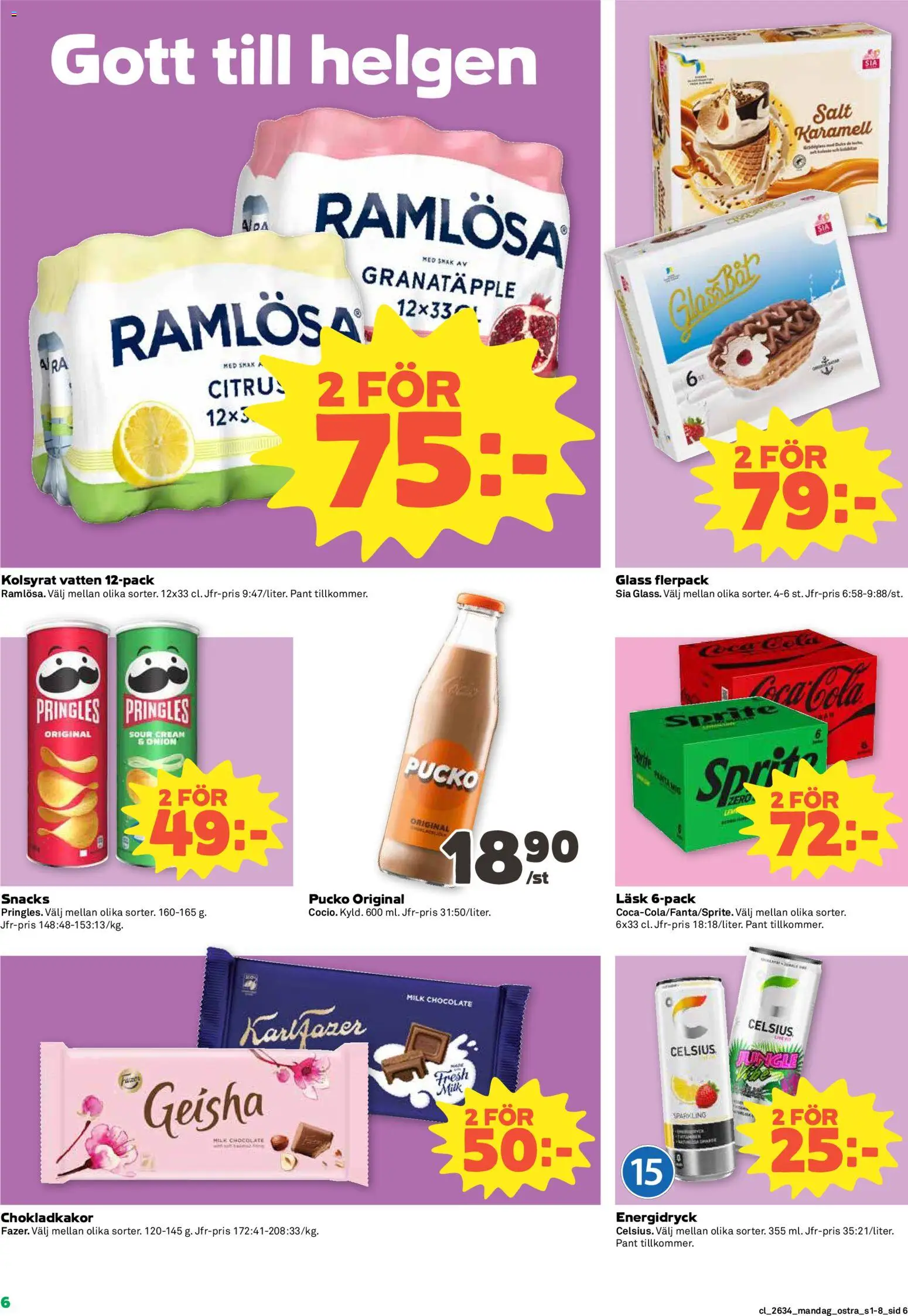 Coop Daglivs reklamblad aktuell från 17/08/2026 | Sida: 6 | Produkter: Pringles, Salt, Salt karamell, Glass