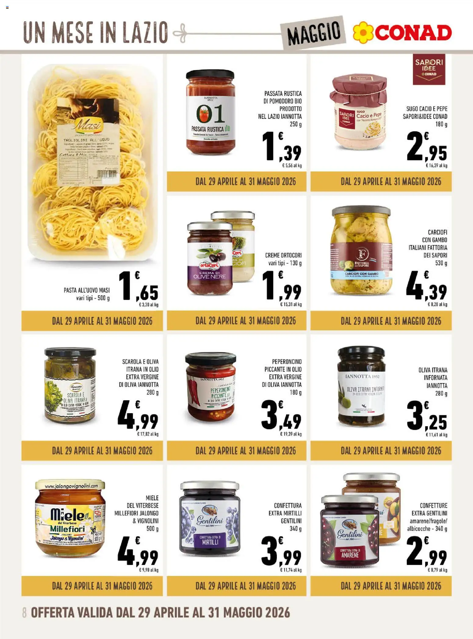 Volantino Spazio Conad del 29.04.2026 | Pagina: 8 | Prodotti: Crema, Olio, Pasta, Sugo