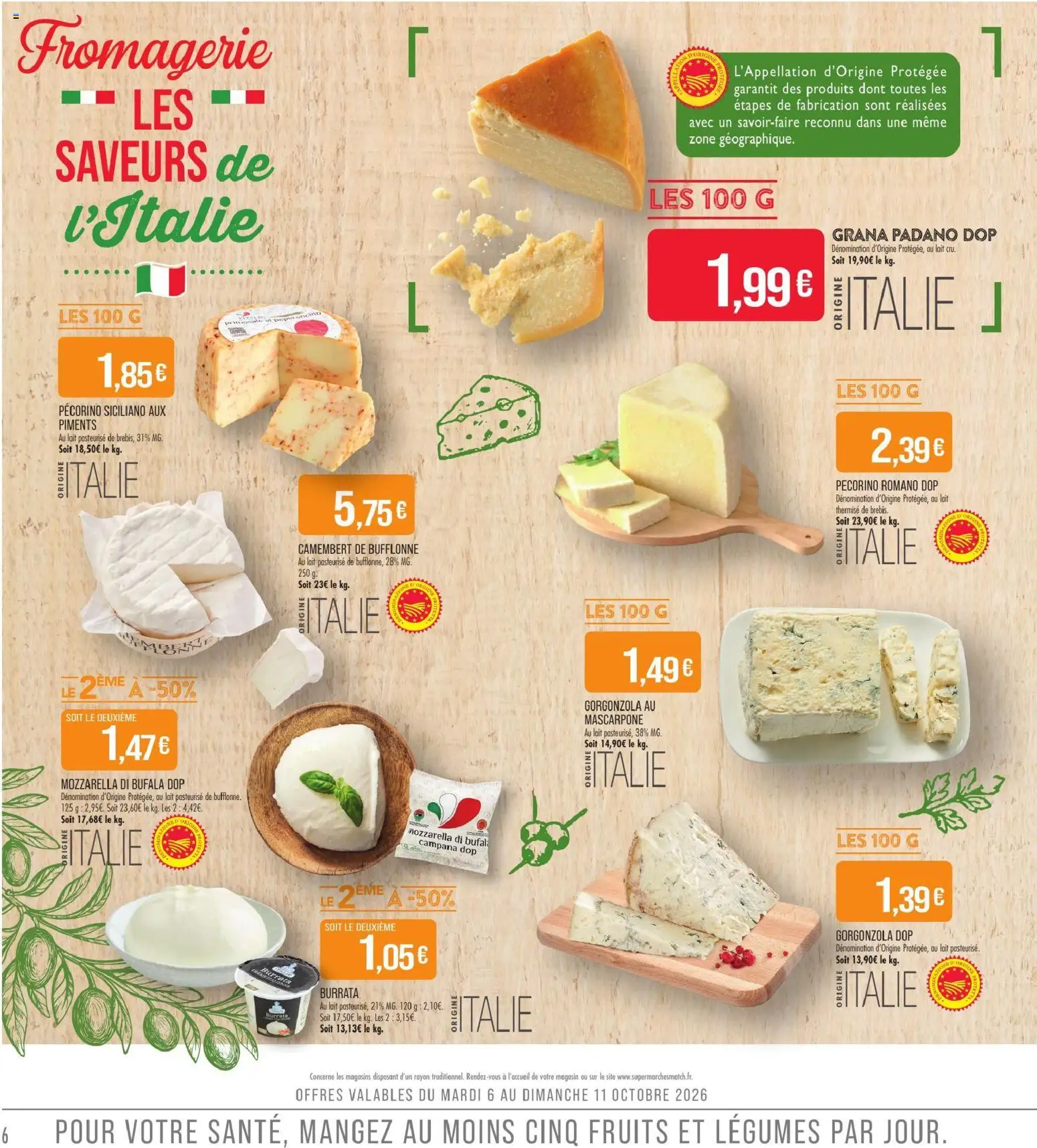 {H1} | Page: 6 | Produits: Gorgonzola dop, Mozzarella, Burrata, Camembert de bufflonne