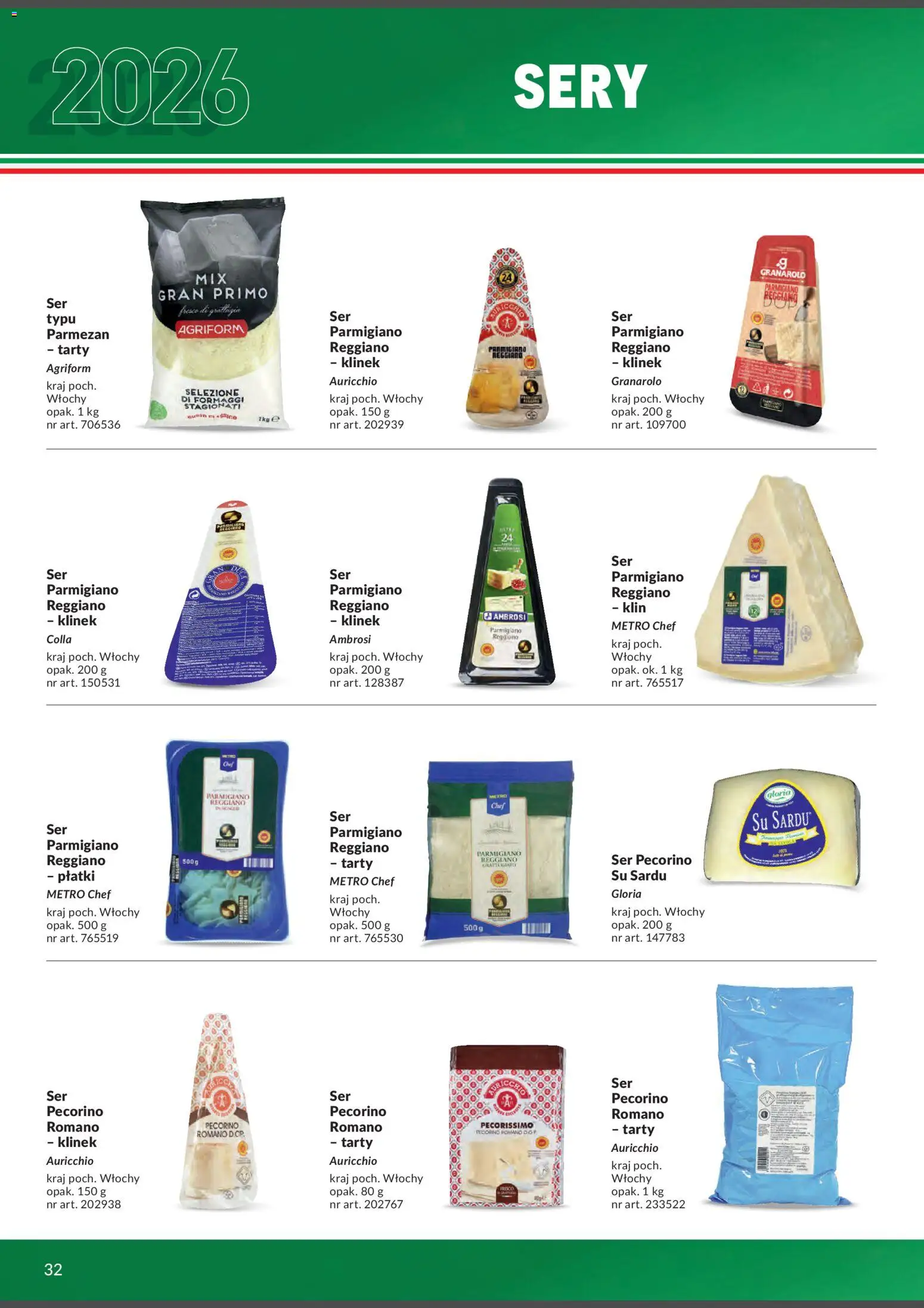 Makro Gazetka - Italia od 01.02.2026 | Strona: 32 | Produkty: Ser pecorino, Parmigiano Reggiano, Sery, Płatki