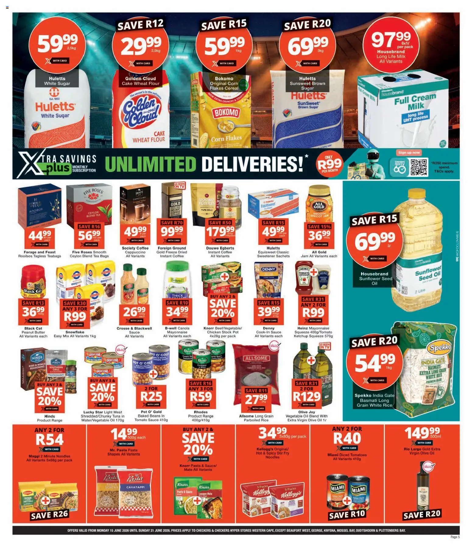 New Checkers catalogue – valid from 15.06.2026 | Page: 5 | Products: Baked beans, Coffee, Tomato sauce, Mayonnaise