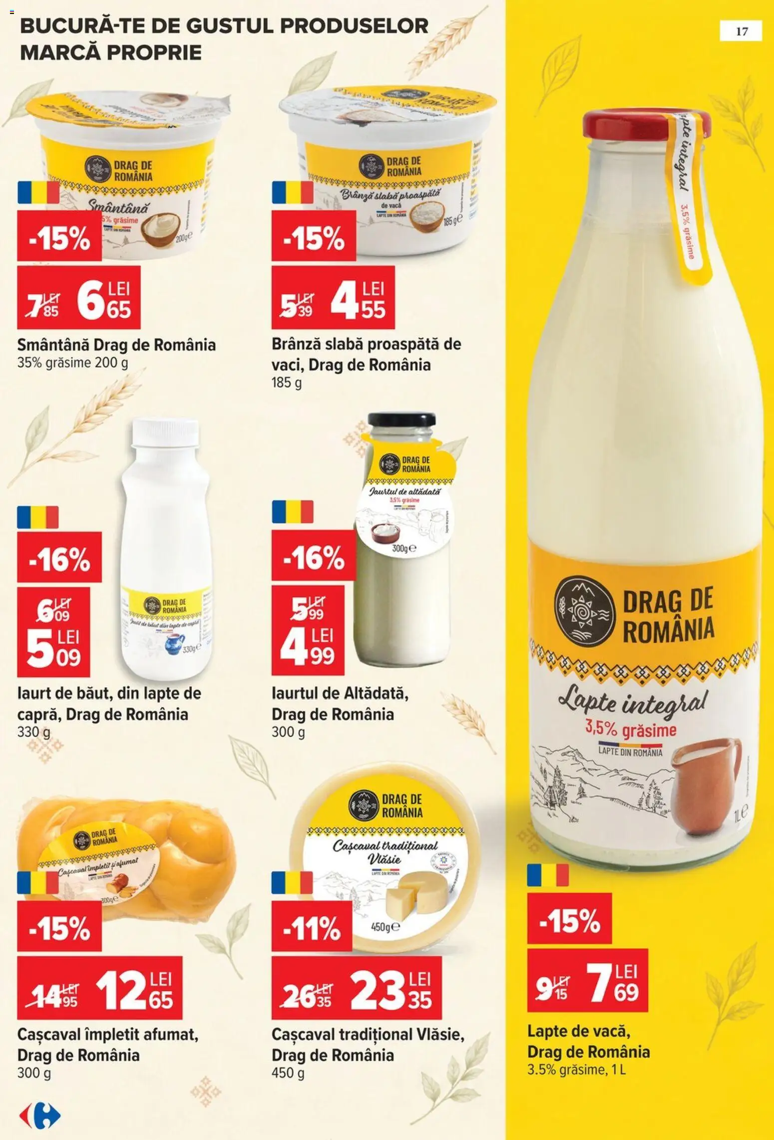 Noul catalog Carrefour – valabil de la 14.10.2026 | Pagină: 17 | Produse: Cașcaval, Lapte, Brânză, Smântână