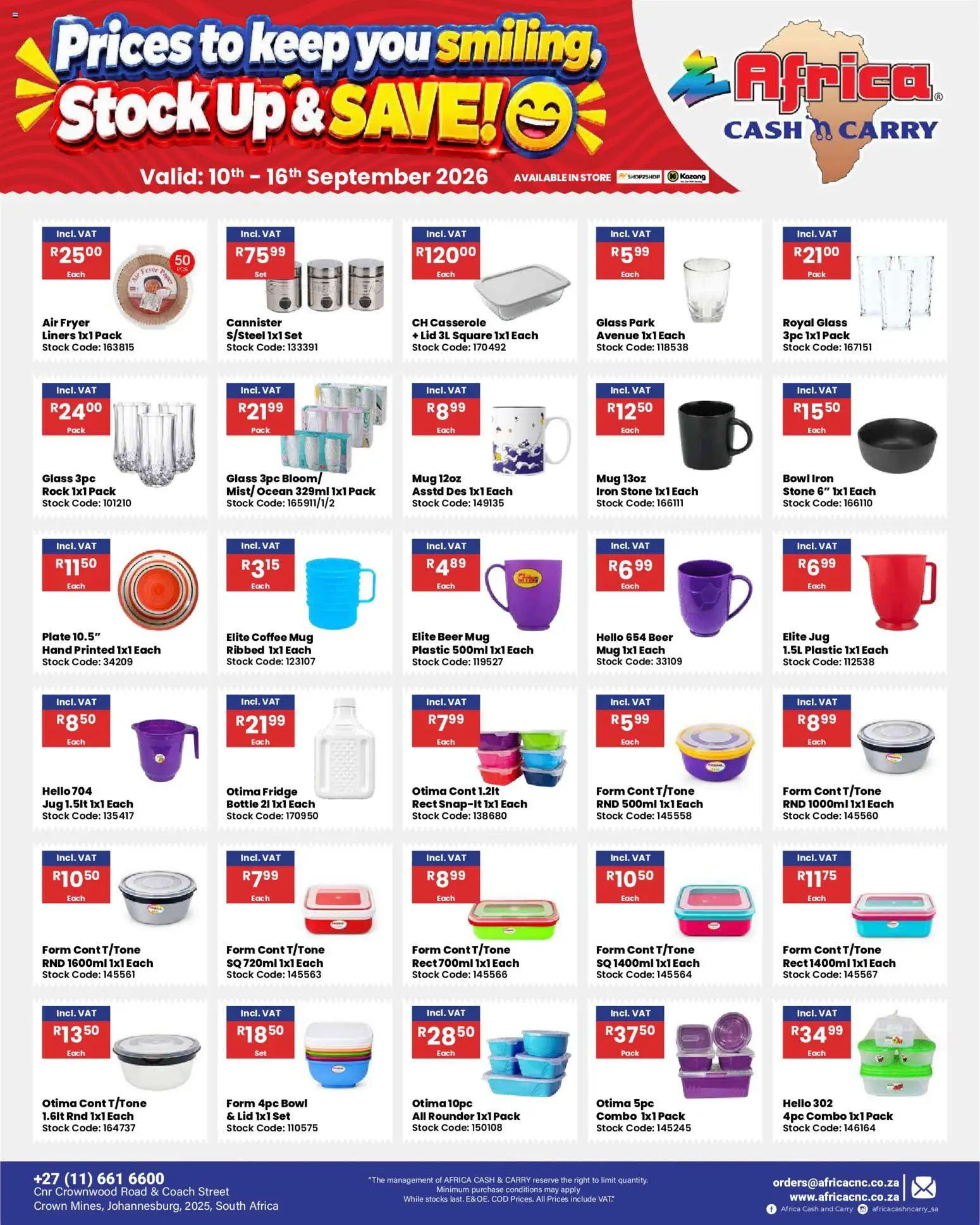 New Africa Cash & Carry catalogue – valid from 10/09/2026 | Page: 58 | Products: Cannister, Plate, Fridge, Coffee