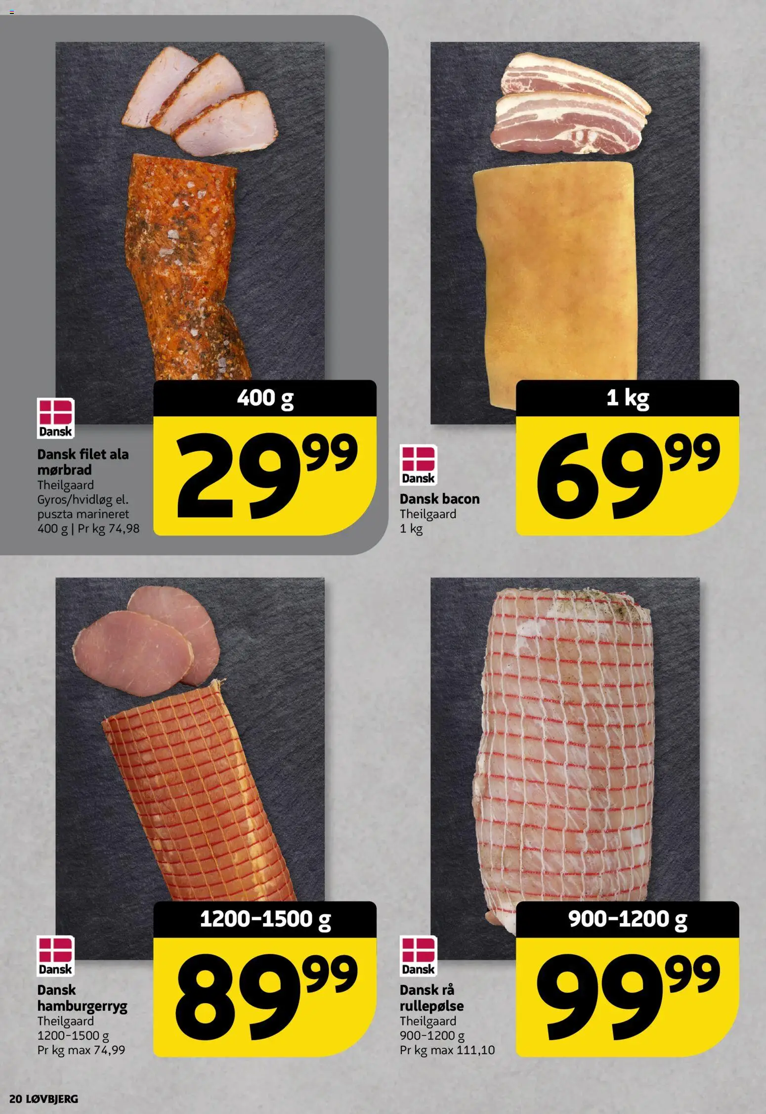 Løvbjerg tilbudsavis – gyldig fra 18/09/2026 | Side: 20 | Produkter: Rullepølse, Bacon, Hamburgerryg