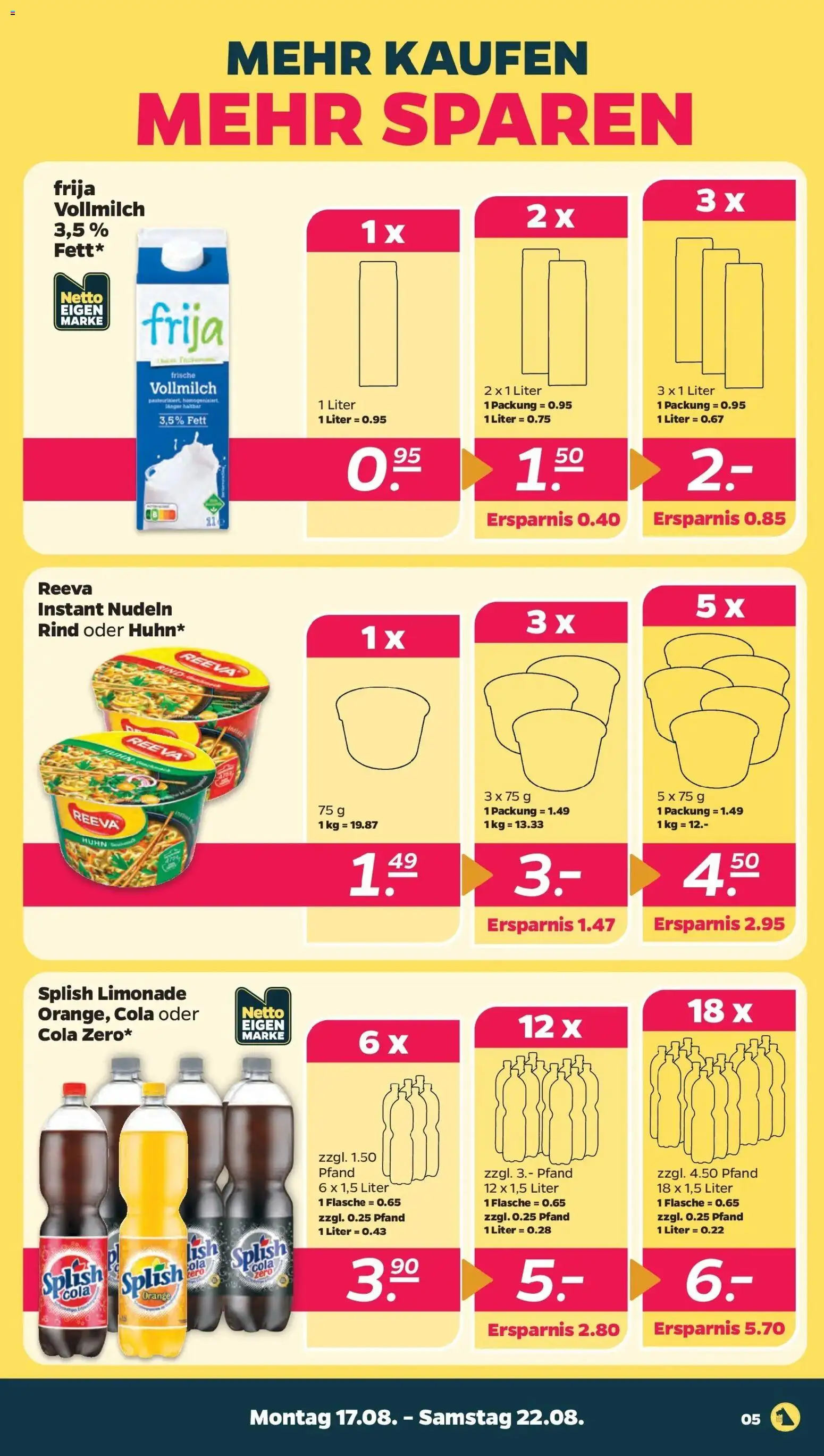 Netto - Netto APS : Wochenangebote ab 17.08.2026 → Angebote nächste Woche | Seite: 7 | Produkte: Cola, Limonade, Nudeln