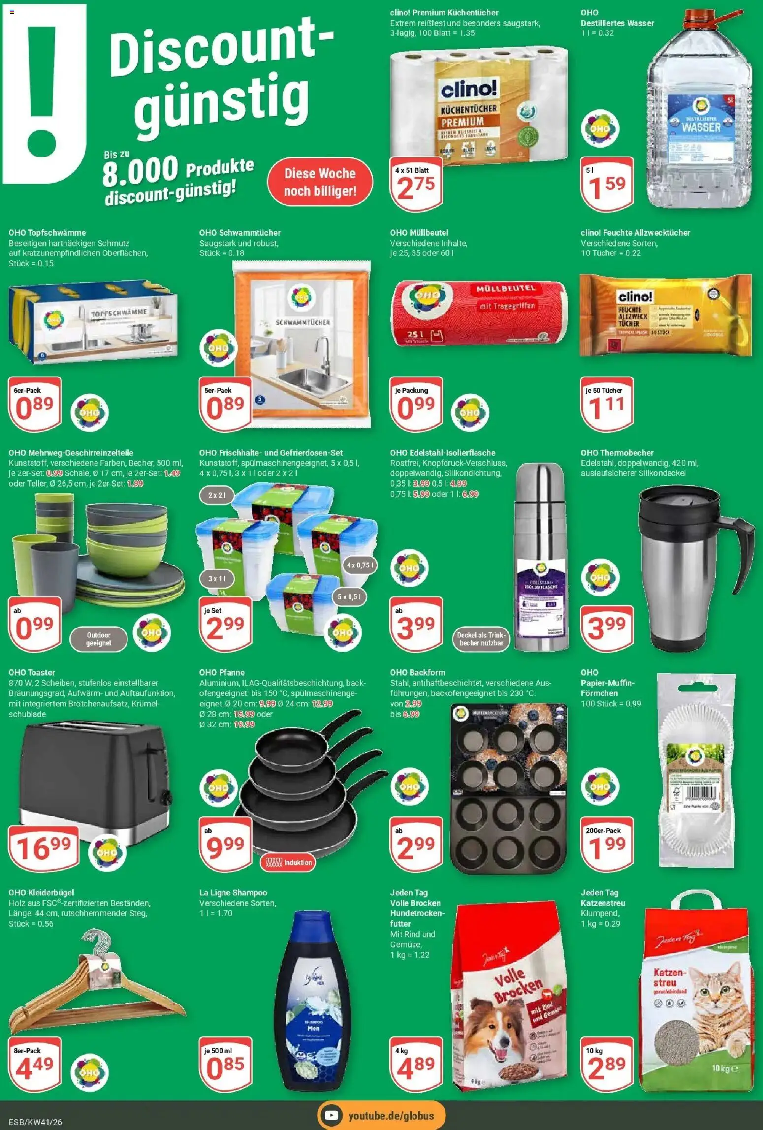 Globus Prospekt Eschborn (ab 05.10.2026) » Angebote online | Seite: 11 | Produkte: Toaster, Kleiderbügel, Shampoo, Wasser