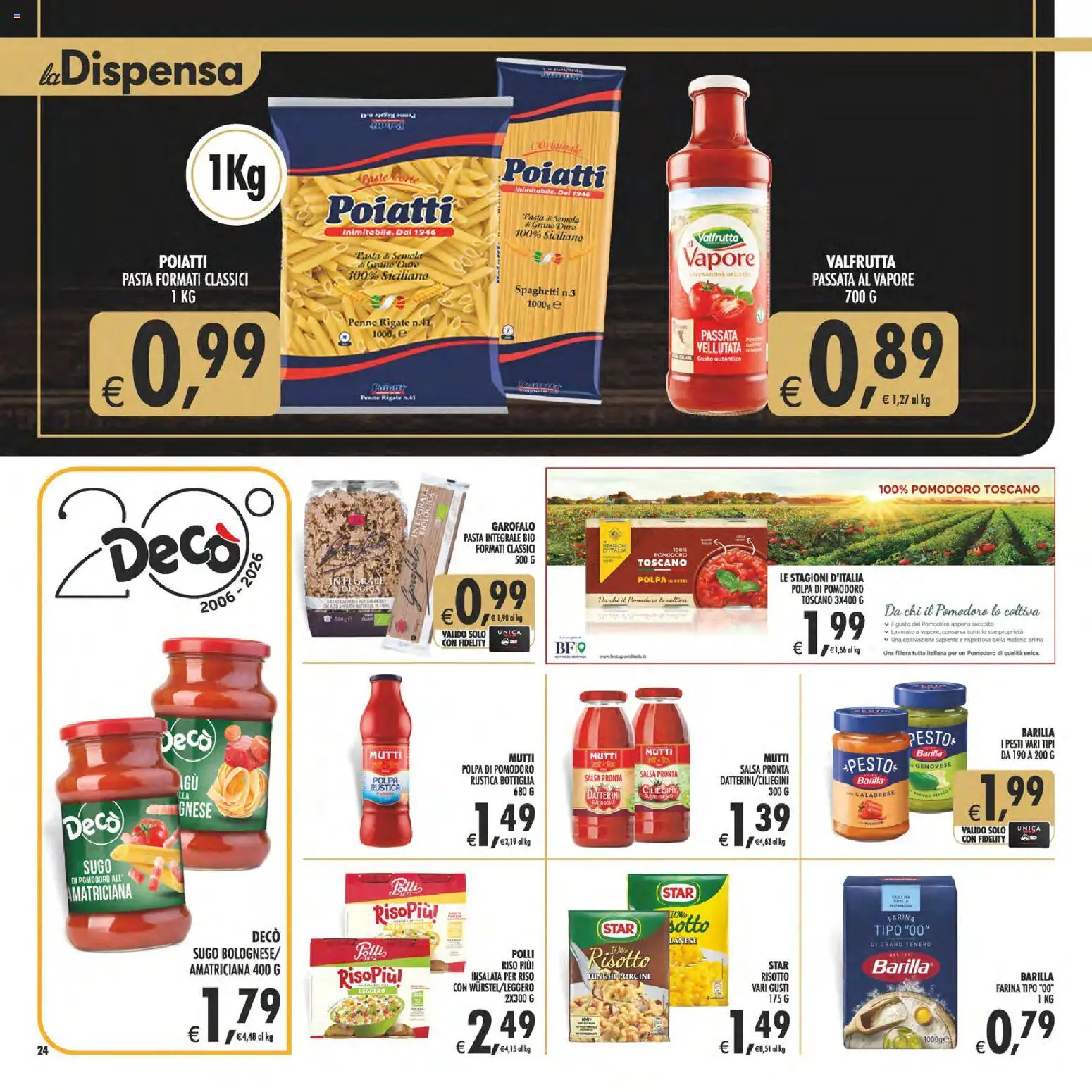 Volantino Decò del 29.05.2026 | Pagina: 24 | Prodotti: Insalata, Sugo, Penne, Bottiglia