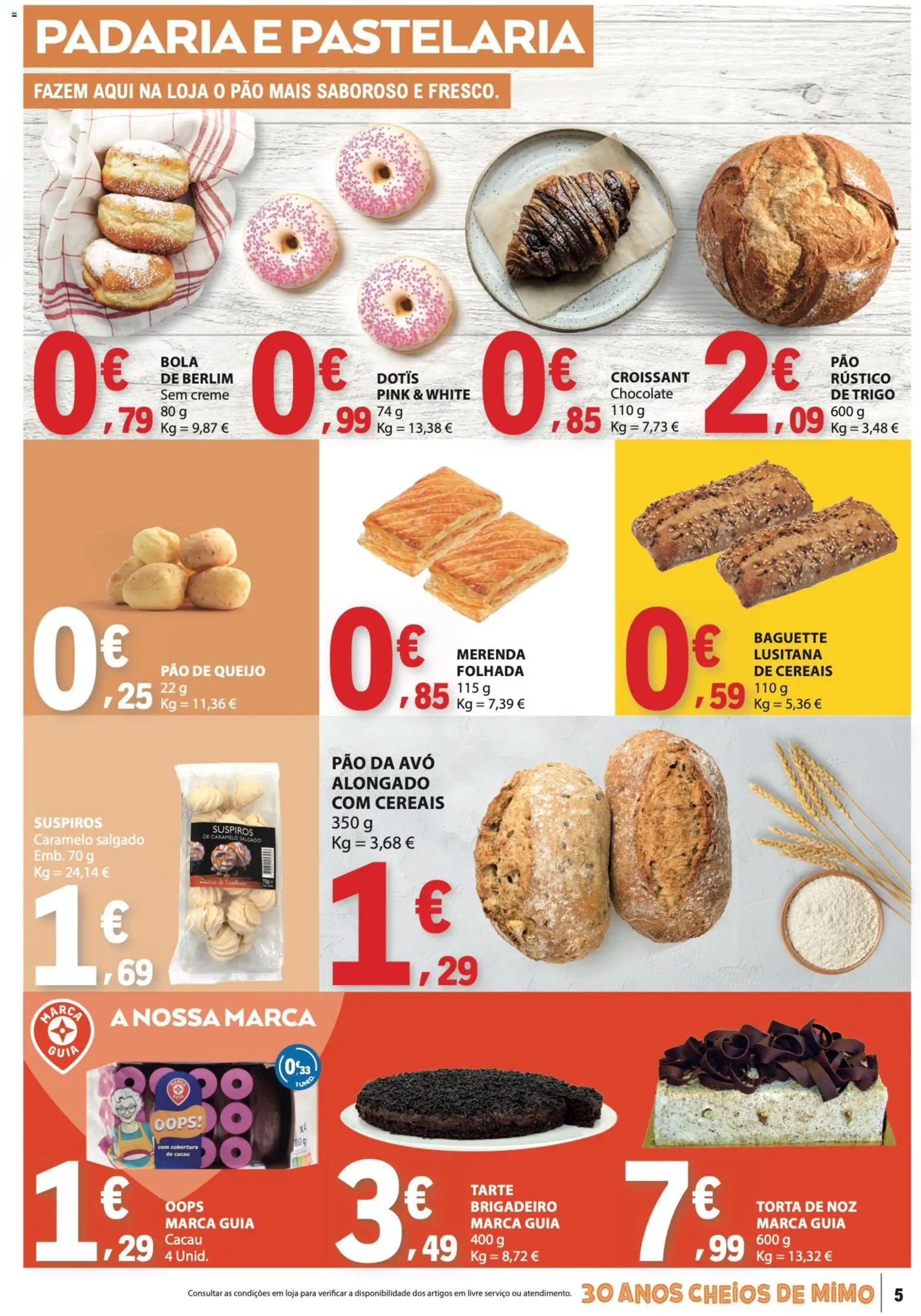 E.Leclerc folheto │ válido de 30.04.2026 | Página: 5 | Produtos: Padaria, Pão de queijo, Pão, Torta