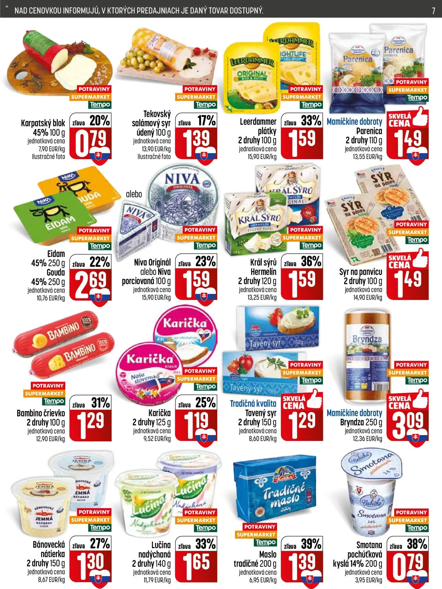 Nové COOP Jednota akcie – leták je platný od 14.05.2026 | Strana: 7 | Produkty: Syr, Smotana, Gouda, Bryndza
