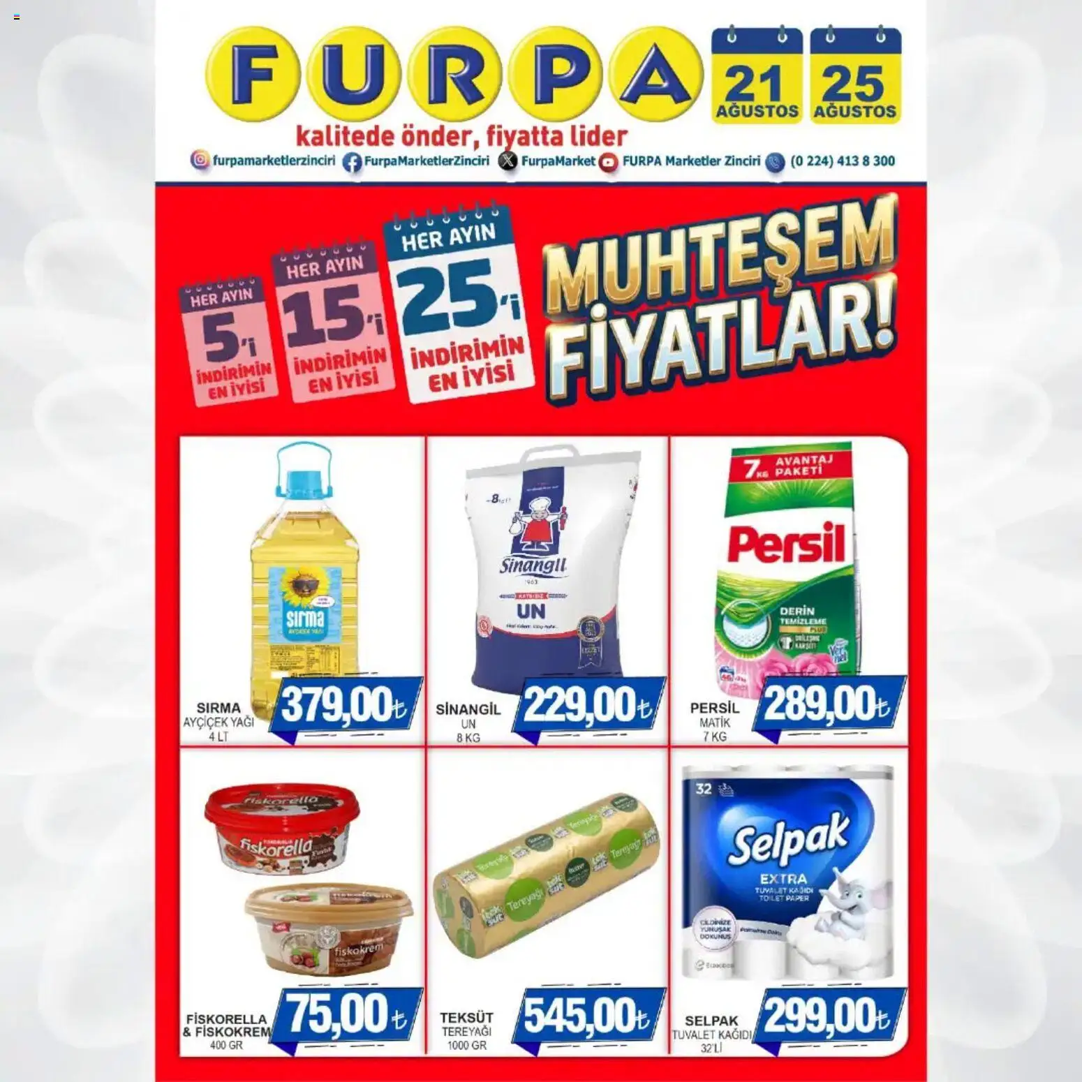 Furpa - Katalog Muhteşem Fiyatlar - 21 Ağustos 2026 tarihinden itibaren geçerlidir | Sayfa: 1 | Ürünler: Tuvalet, Tereyağı, Tuvalet kağıdı