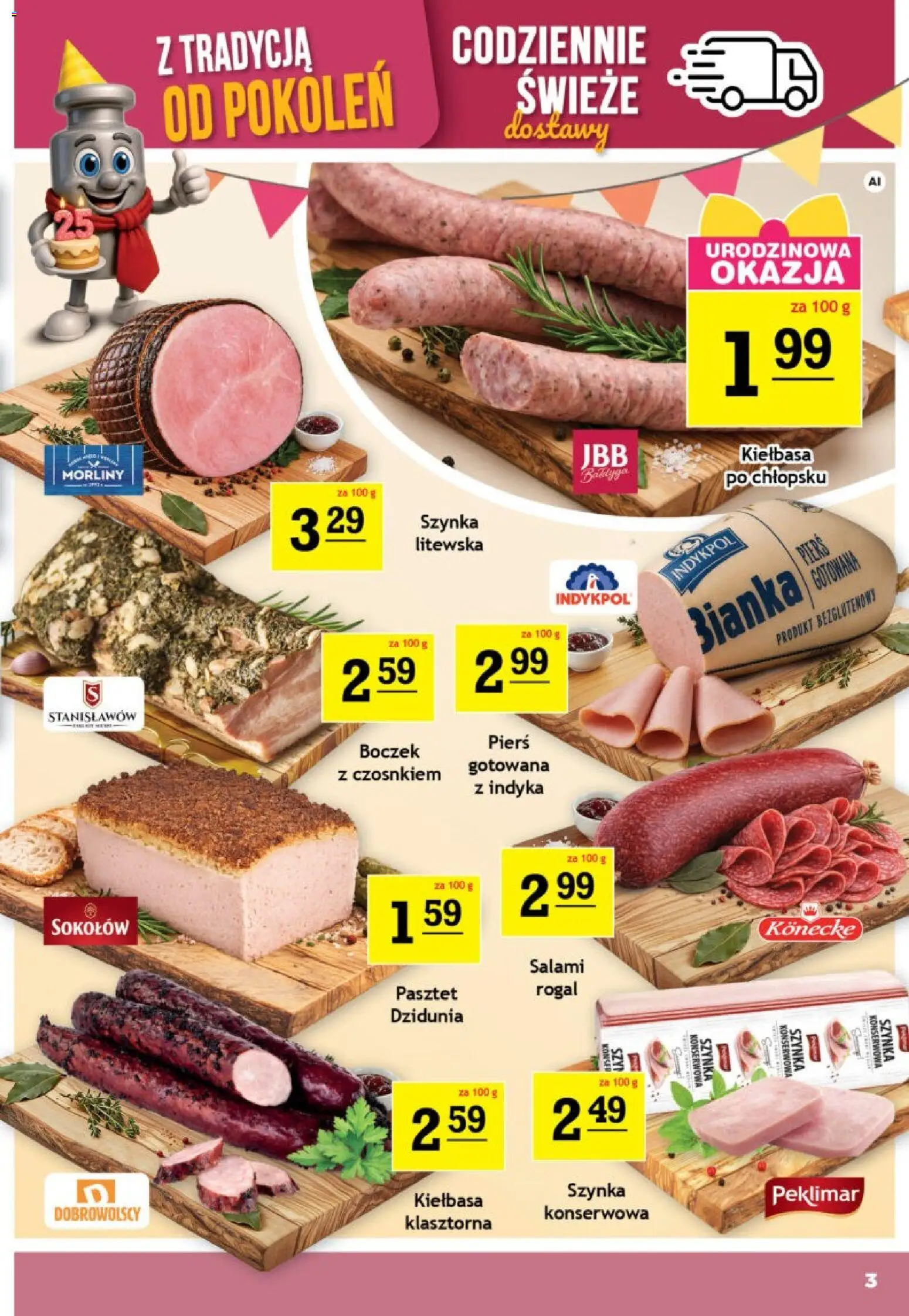 Gram Market gazetka od 02.09.2026 | Strona: 3 | Produkty: Kiełbasa, Pasztet, Szynka konserwowa, Szynka