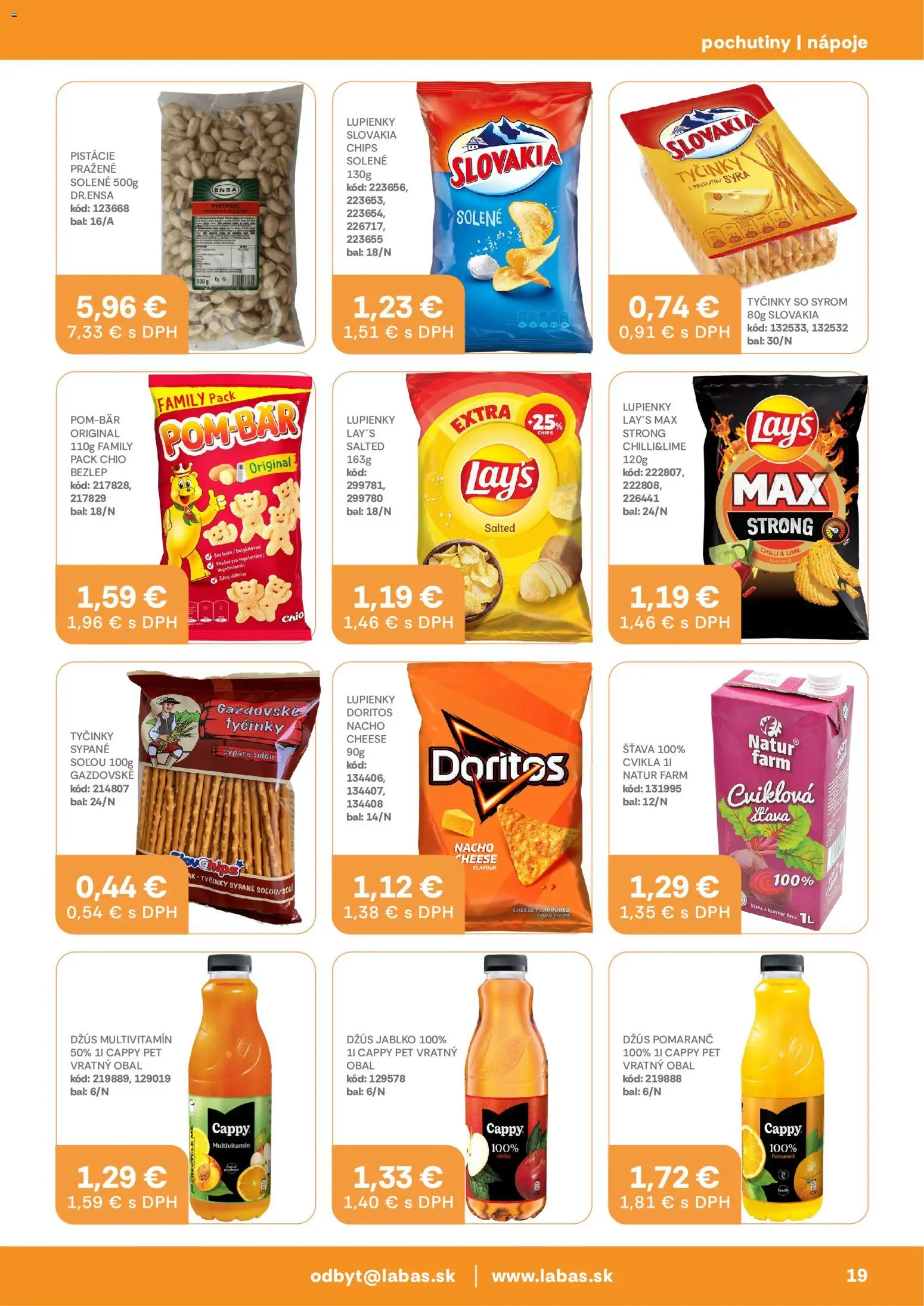 Nové Labaš akcie – leták je platný od 28.08.2026 | Strana: 19 | Produkty: Multivitamín, Džús, Nápoje, Šťava