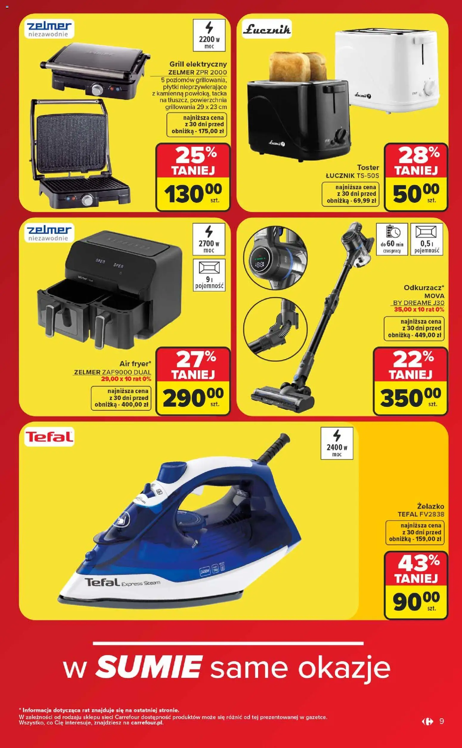 Carrefour gazetka - Wyprzedaż na maxa od 06.07.2026 | Strona: 9 | Produkty: Grill, Toster, Tefal
