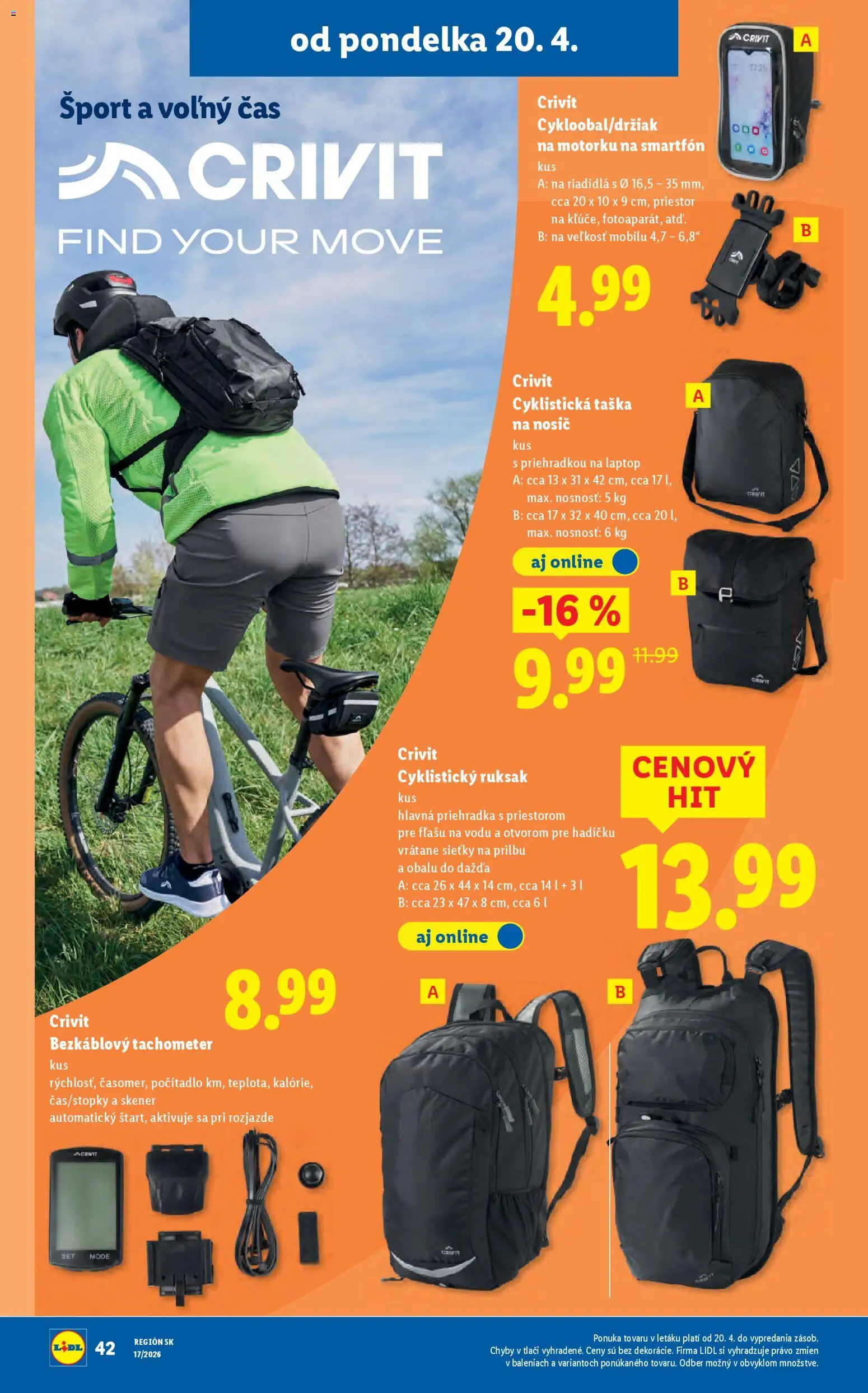 Nové Lidl akcie – leták je platný od 20.04.2026 | Strana: 49 | Produkty: Ruksak, Smartfón, Taška