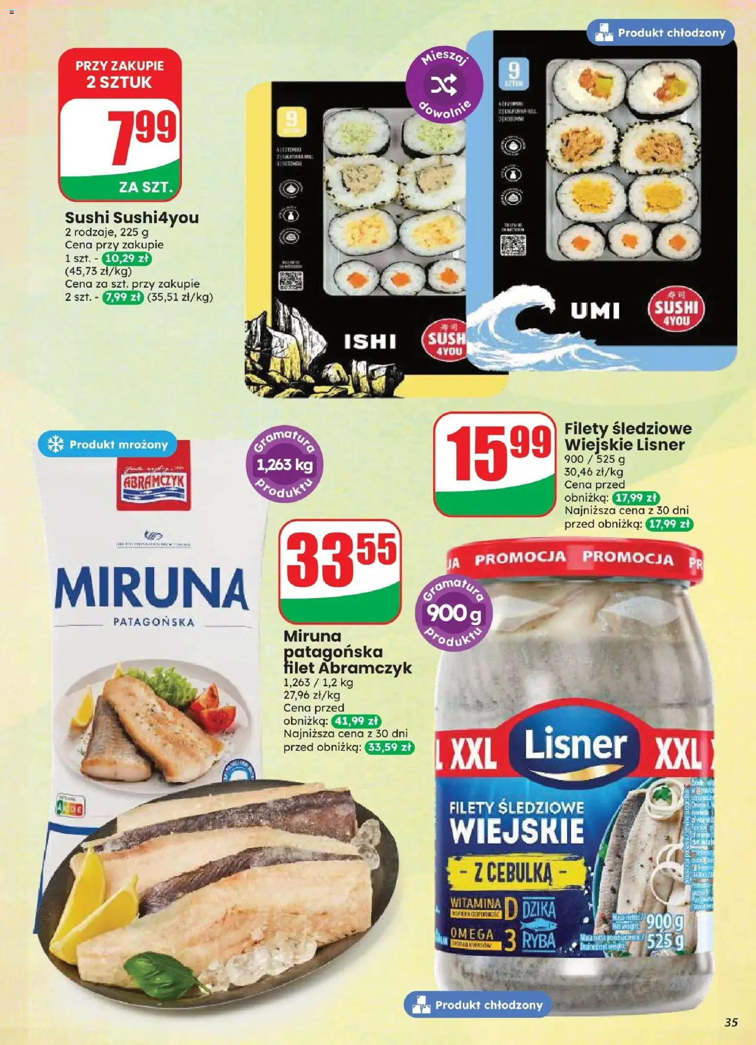 Dino gazetka od 12.08.2026 | Strona: 35 | Produkty: Miruna, Omega, Sushi, Ryba