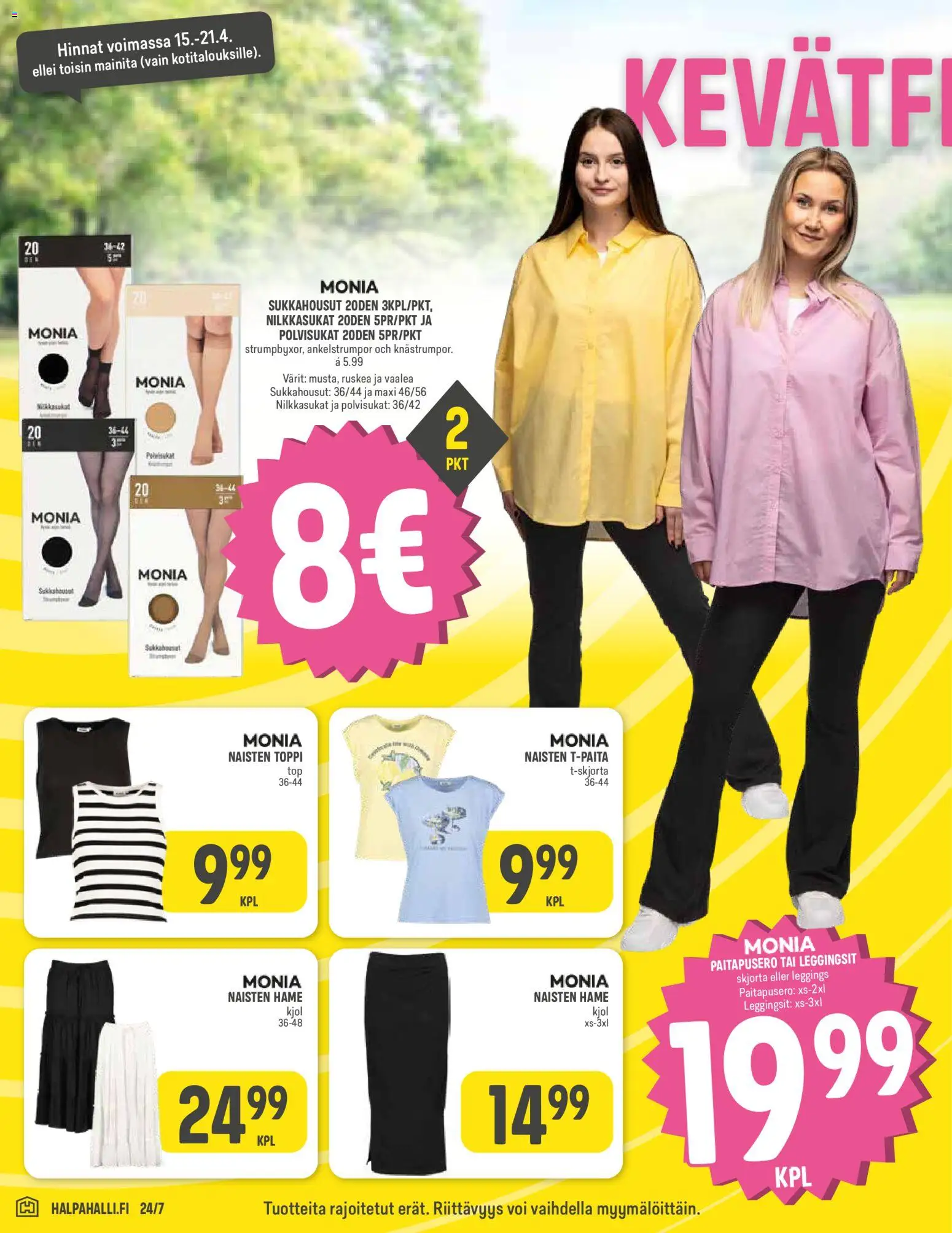 Halpa Halli tarjoukset – voimassa 15.04.2026 alkaen | Sivu: 10 | Tuotteet: Hame, Toppi, Sukkahousut, Voi