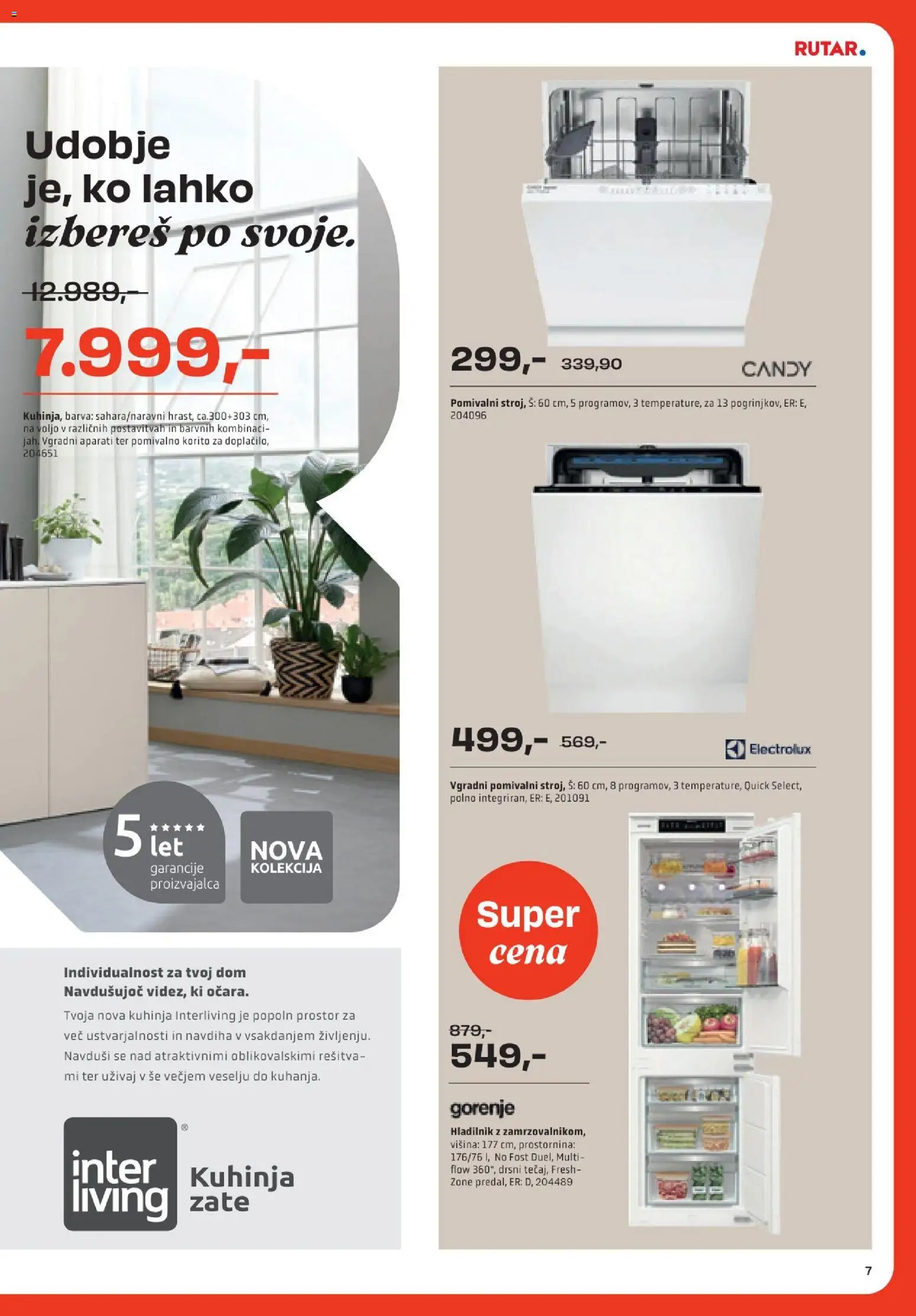 Novi Rutar katalog ponudbe – veljaven od 29.09.2026 | Stran: 7 | Izdelki: Hladilnik, Kuhinja, Pomivalno korito, Barva