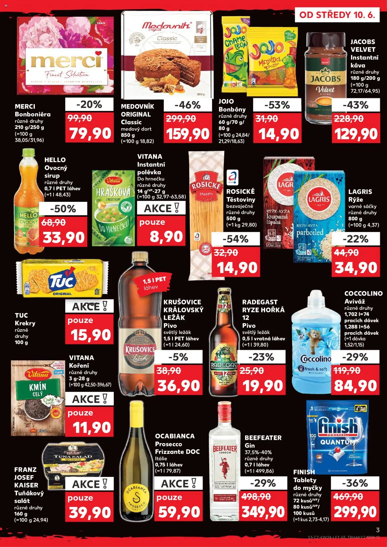Kaufland leták - Brno od 10.06.2026 | Strana: 3 | Produkty: Instantní káva, Coccolino, Ovocný sirup, Tuňákový salát