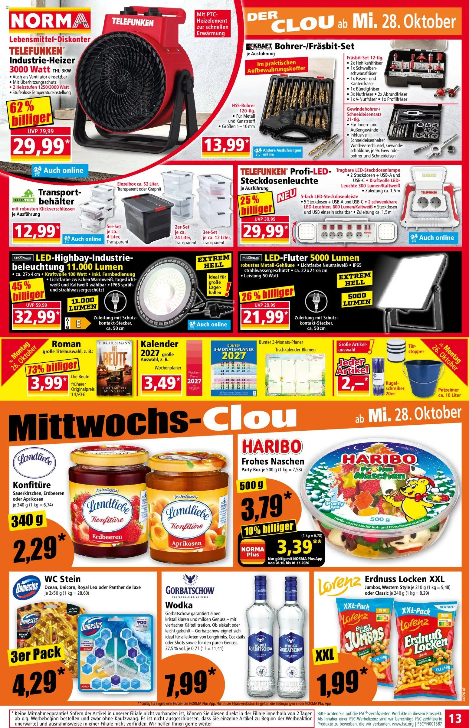Norma Flugblatt gültig ab 26.10.2026 | Seite: 13 | Produkte: Erdbeeren, WC Stein, Ventilator, Box