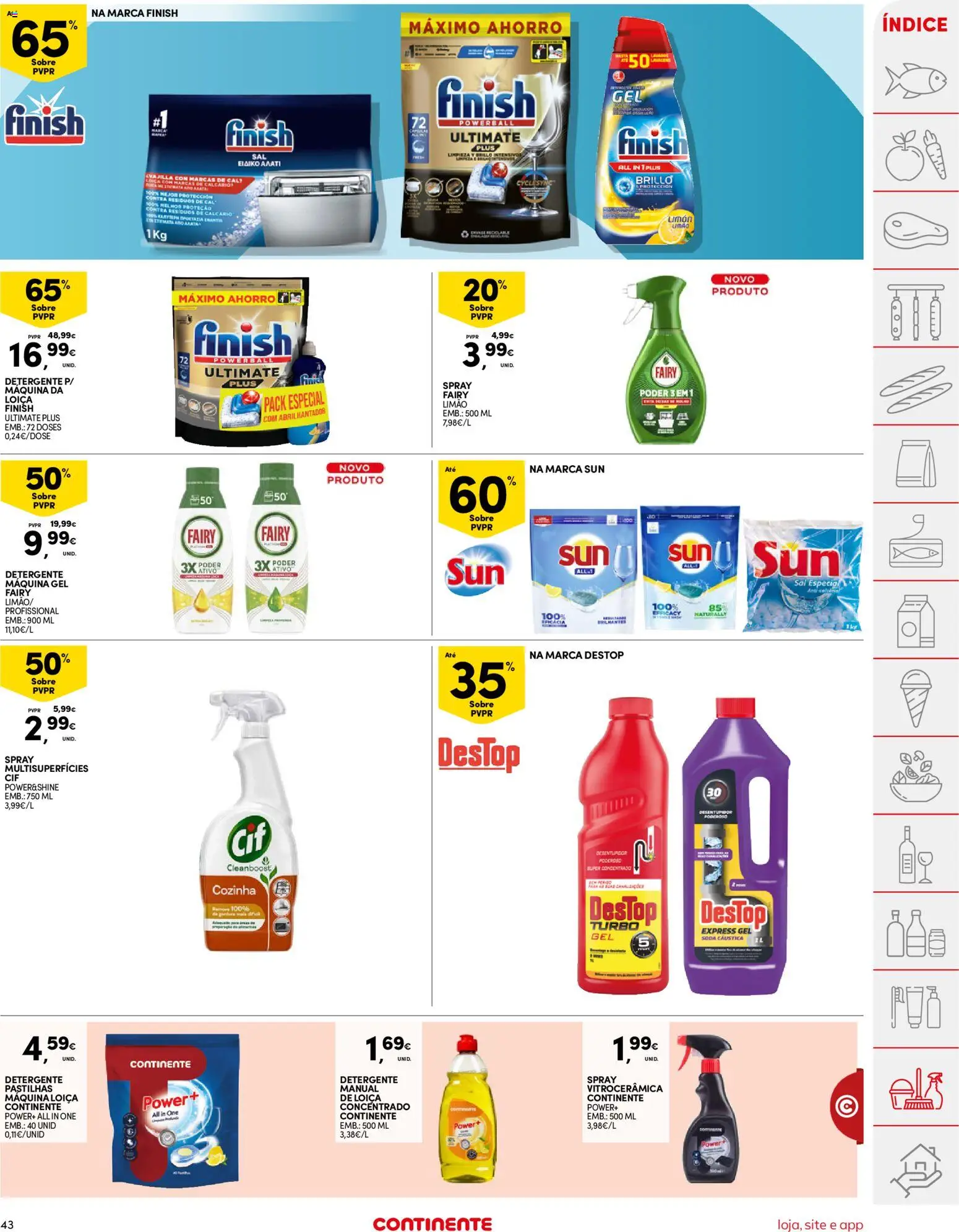Continente folheto │ válido de 19.05.2026 | Página: 43 | Produtos: Máquina de lavar, Sal, Soda cáustica, Soda