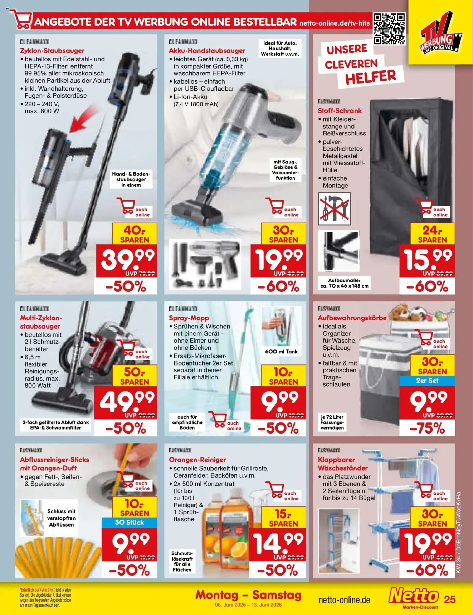 Netto Marken-Discount Prospekt Ergolding – gültig ab 08.06.2026 | Seite: 39 | Produkte: Hülle, Staubsauger, Backofen, Waschestander