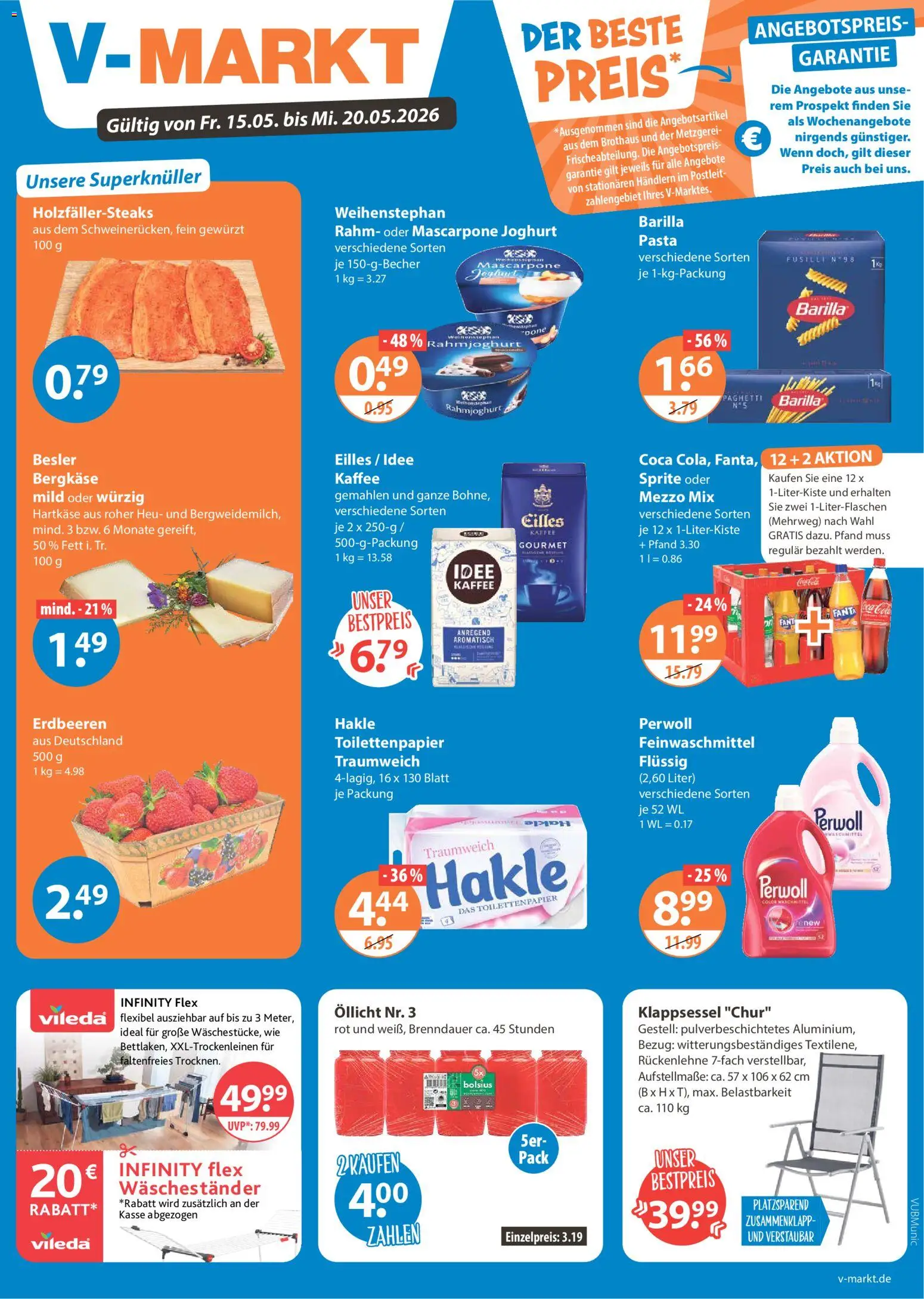V-Markt München – gültig ab 15.05.2026 | Seite: 1 | Produkte: Mezzo mix, Fanta, Pasta, Erdbeeren