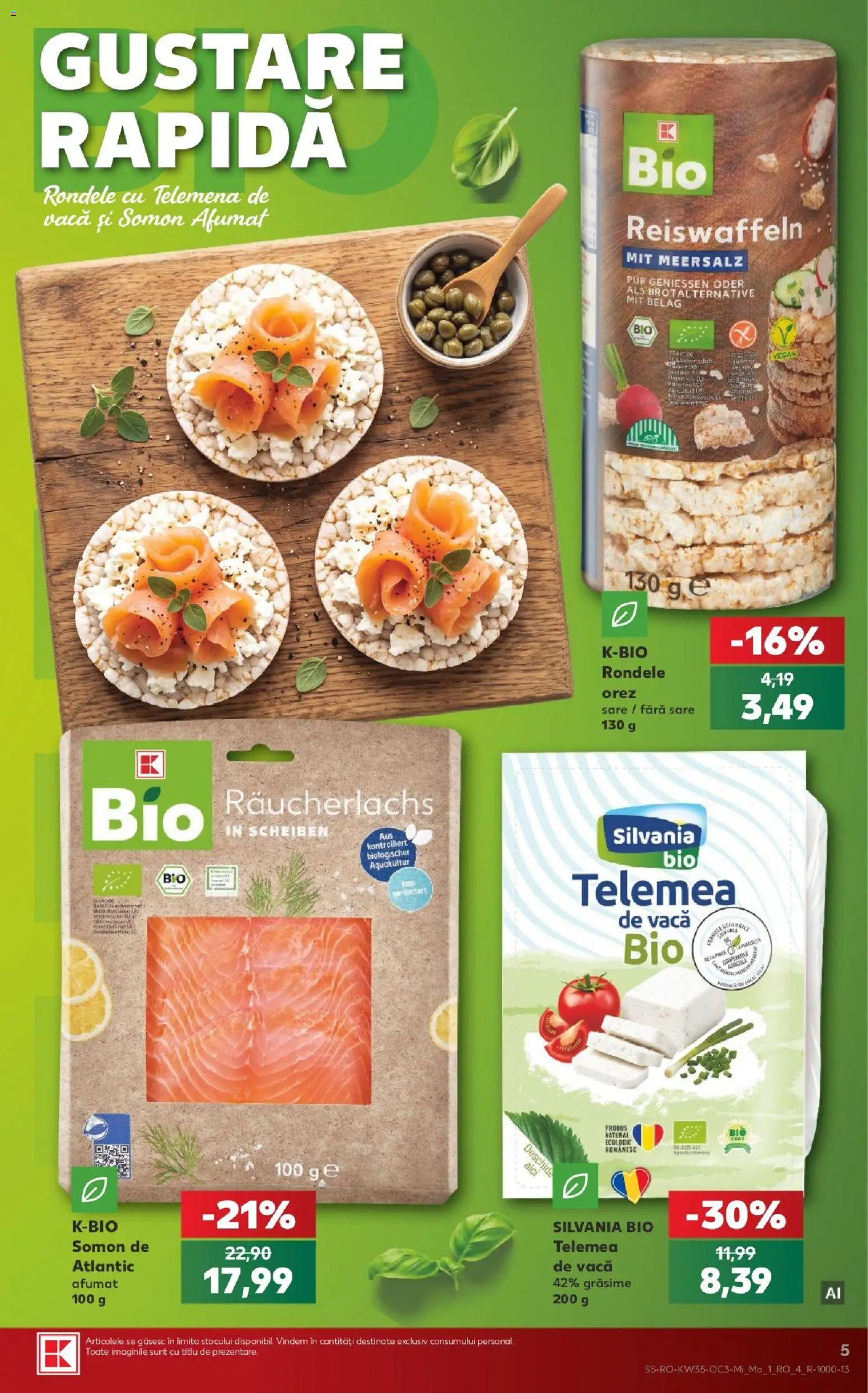 Noul catalog Kaufland – valabil de la 26.08.2026 | Pagină: 5 | Produse: Bio, Somon afumat, Somon, Orez