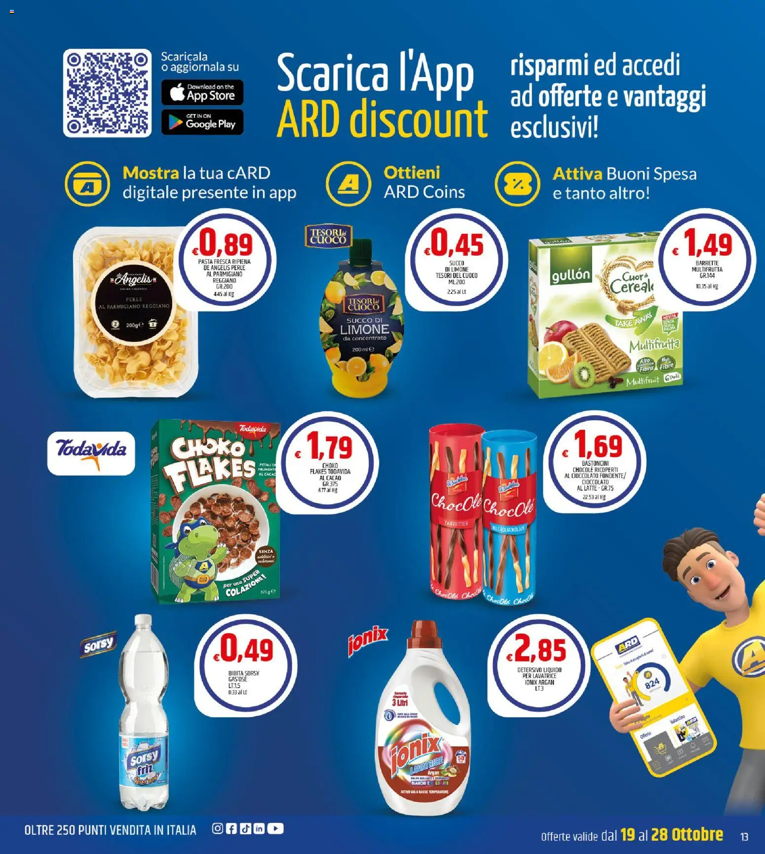 Volantino ARD Discount del 19/10/2026 | Pagina: 13 | Prodotti: Latte, Succo di limone, Cacao, Parmigiano