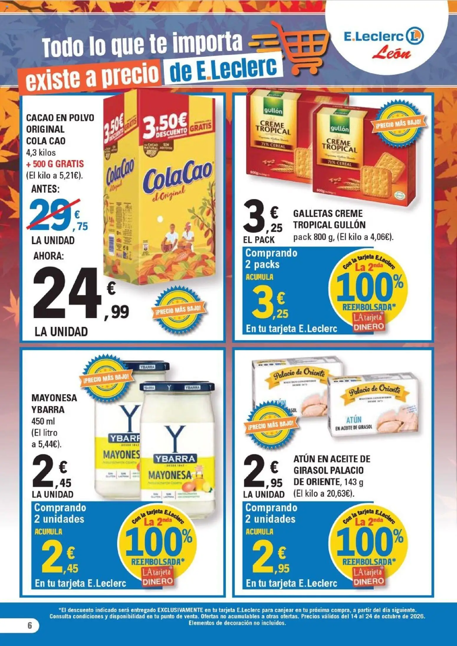 E.Leclerc - León │ válido desde el 14/10/2026 | Página: 6 | Productos: Té, Aceite de girasol, Mayonesa, Decoración