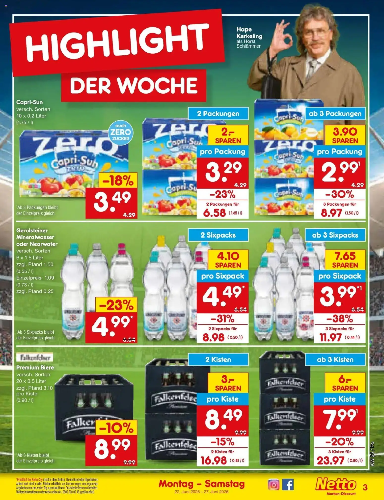 Netto Marken-Discount Prospekt Regensburg – gültig ab 21.06.2026 | Seite: 3 | Produkte: Capri sun, Mineralwasser, Gerolsteiner