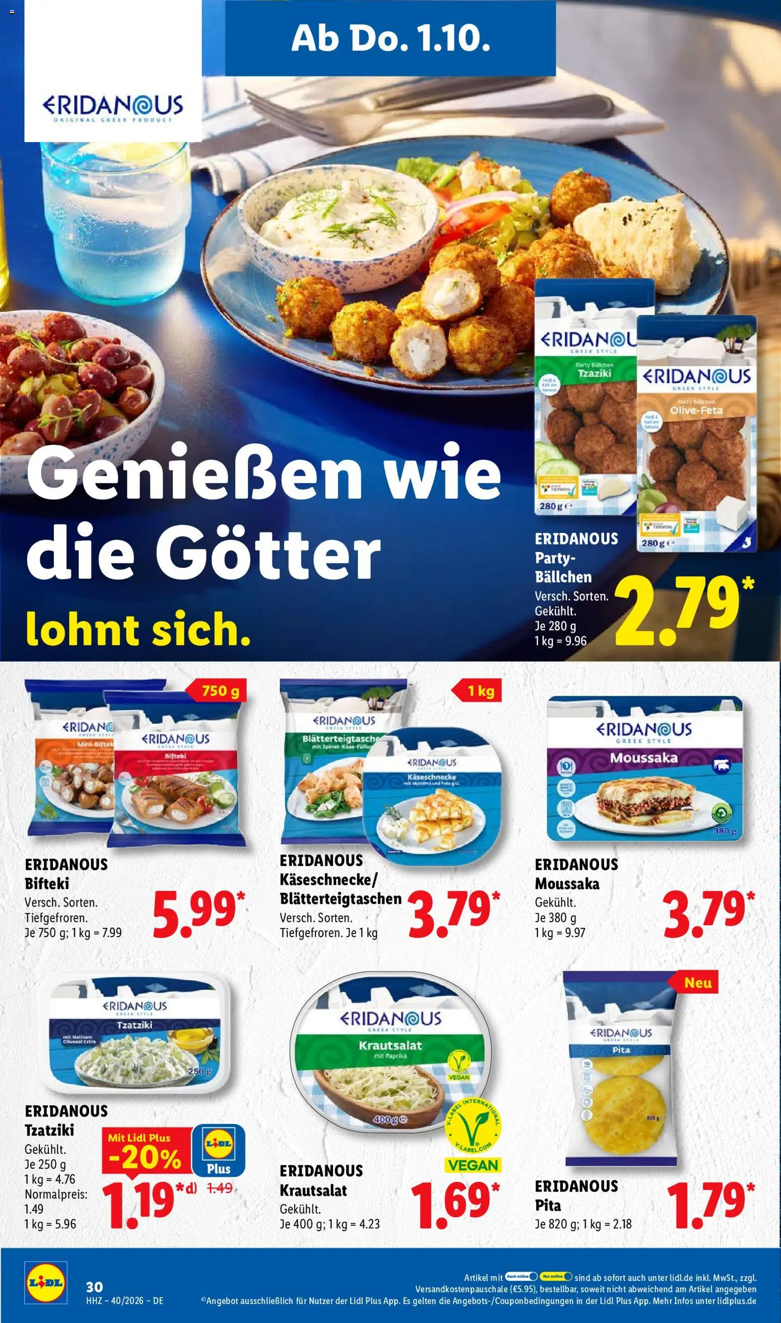 Lidl Německo leták - Frischekönig od 28.09.2026 | Strana: 54 | Produkty: Vegan, Paprika, Moussaka, Tzatziki