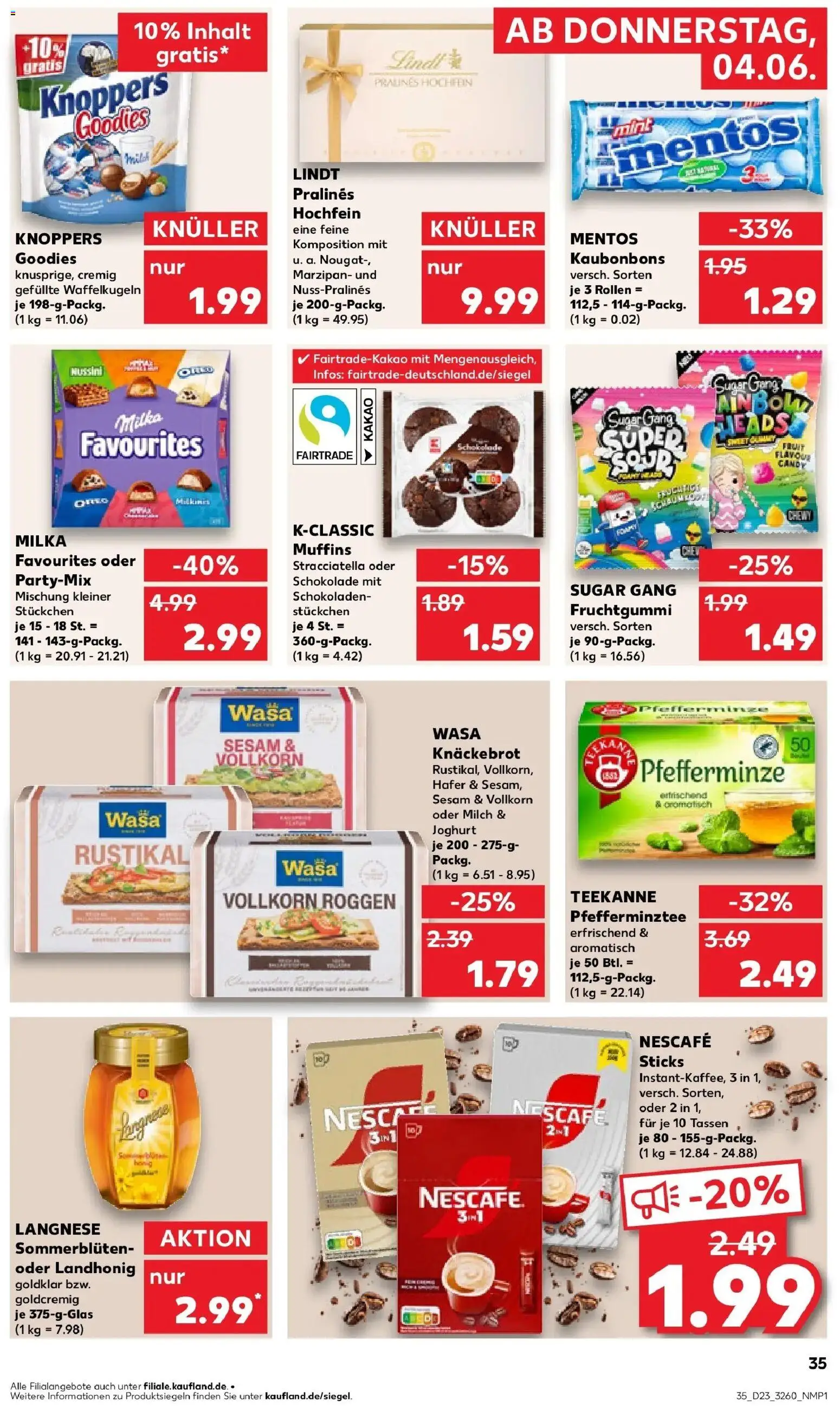Kaufland Prospekt Meerane – gültig ab 04.06.2026 | Seite: 35 | Produkte: Nescafe, Milch, Wasa knackebrot, Lindt