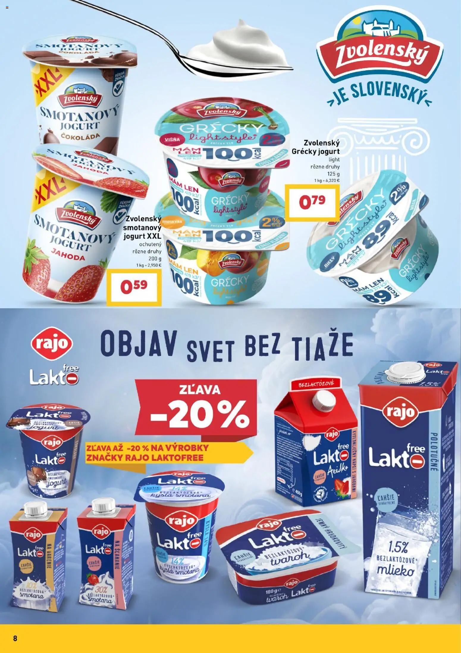 Nové Billa akcie – leták je platný od 30.09.2026 | Strana: 8 | Produkty: Grécky jogurt, Čokoláda, Smotana na varenie, Smotanový jogurt