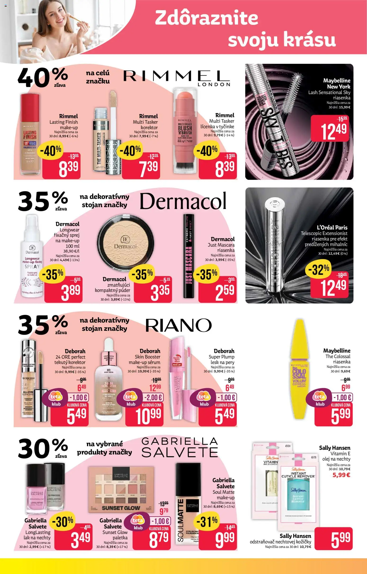 Nové Teta drogerie akcie – leták je platný od 08.06.2026 | Strana: 4 | Produkty: Olej, Korektor, Riasenka, Lak na nechty