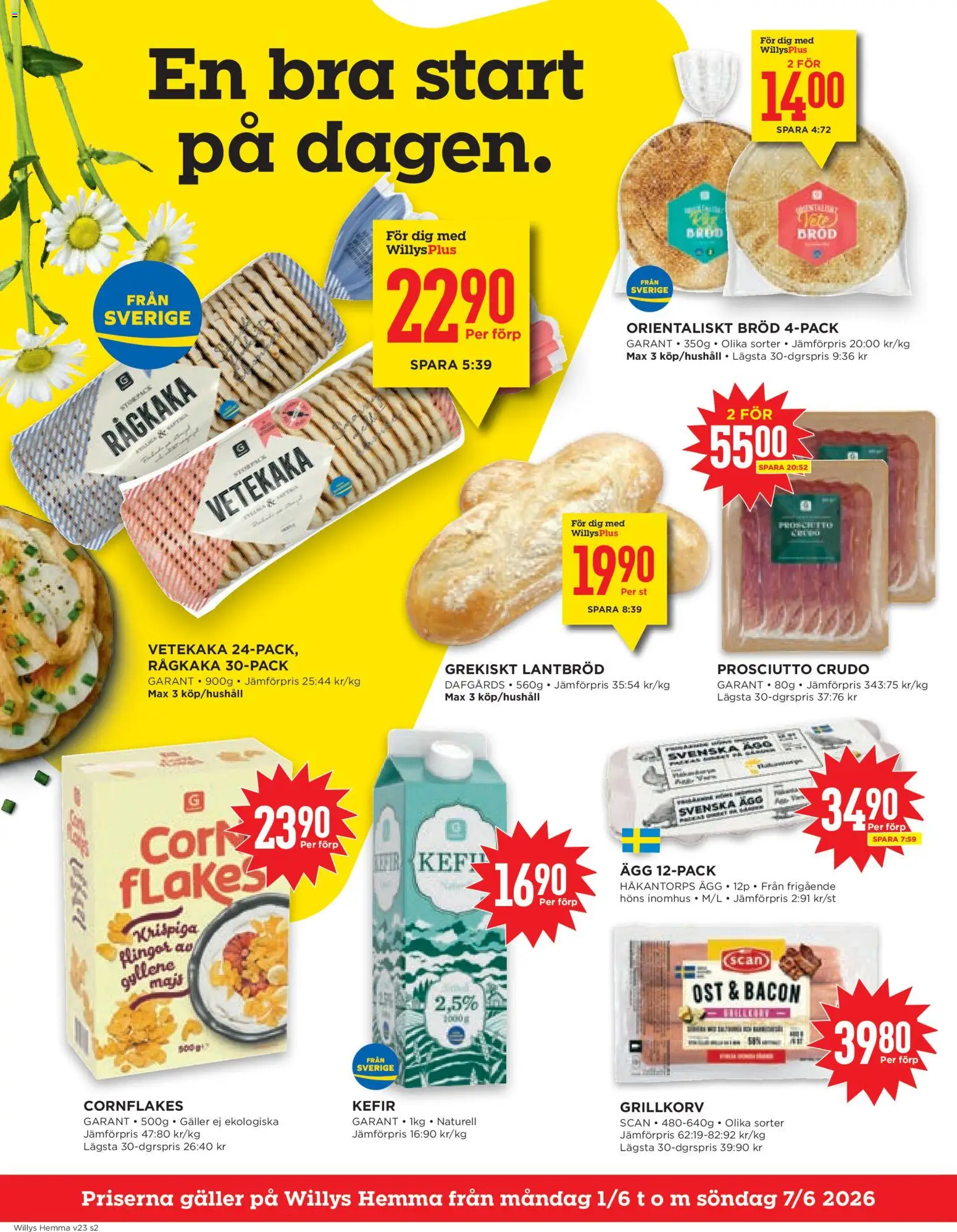 Willys reklamblad aktuell från 01.06.2026 | Sida: 2 | Produkter: Grill, Cornflakes, Grillkorv, Ost