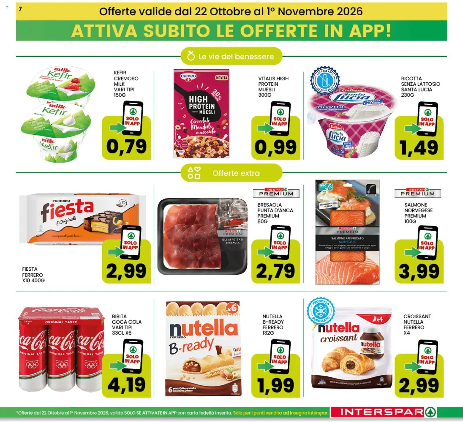 Volantino Interspar del 22/10/2026 | Pagina: 7 | Prodotti: Salmone, Bresaola, Mandorle, Croissant