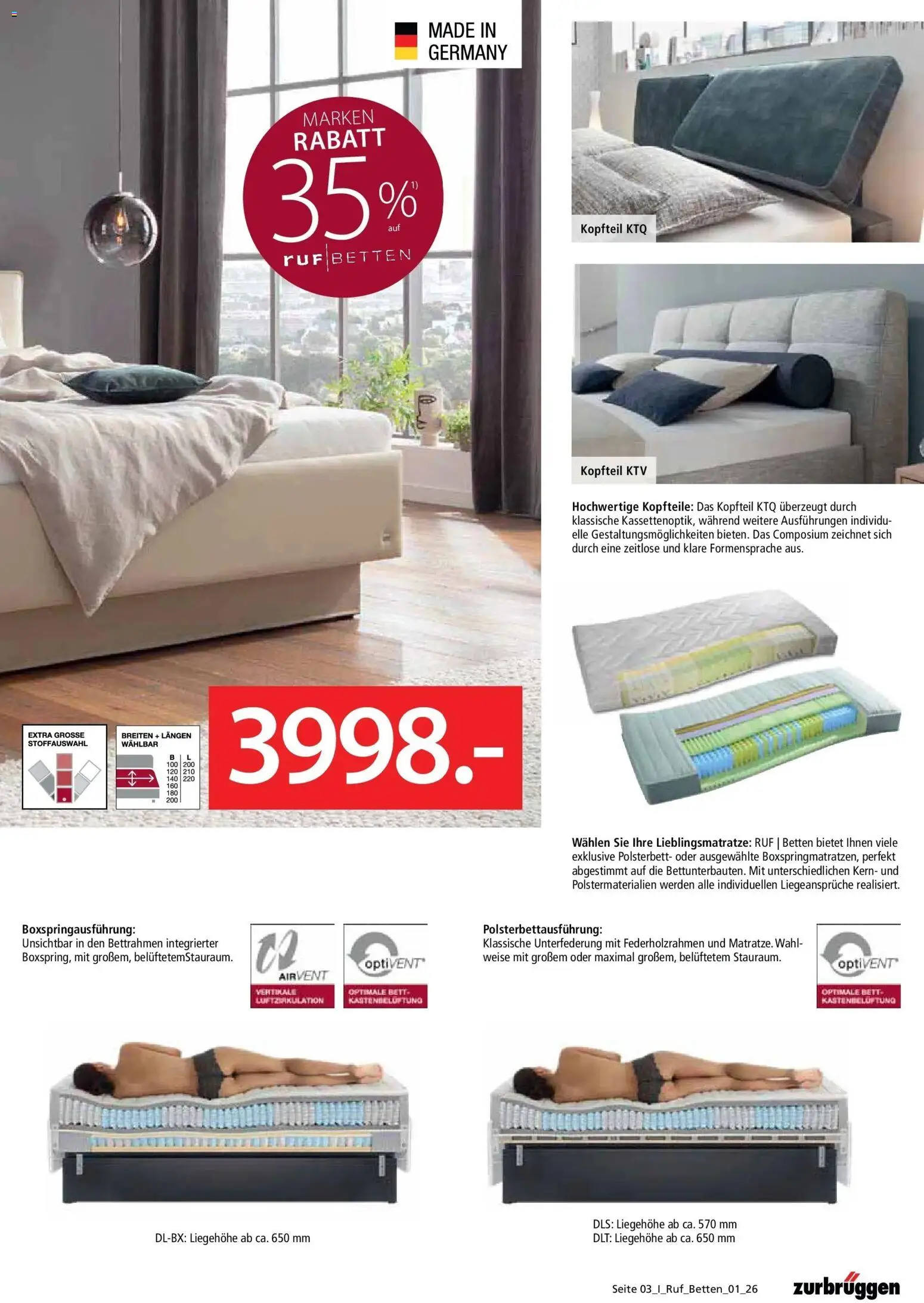 Zurbrüggen Ruf Betten Spezial – gültig ab 17.04.2026 | Seite: 3 | Produkte: Bett, Polsterbett
