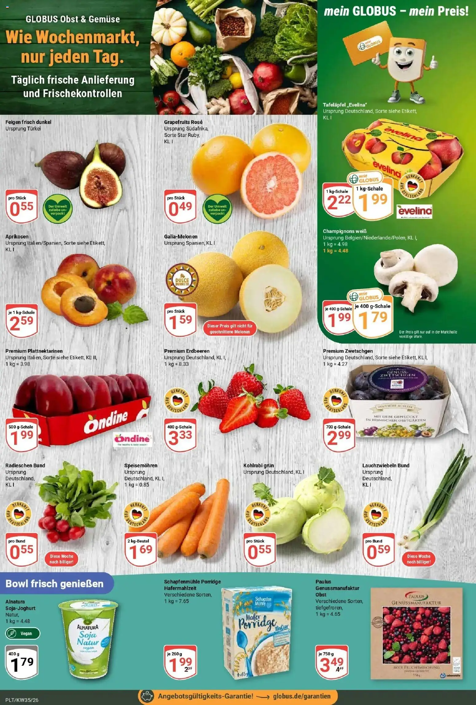 Globus Prospekt Plattling (ab 24.08.2026) » Angebote online | Seite: 6 | Produkte: Champignons, Gemüse, Erdbeeren, Feigen