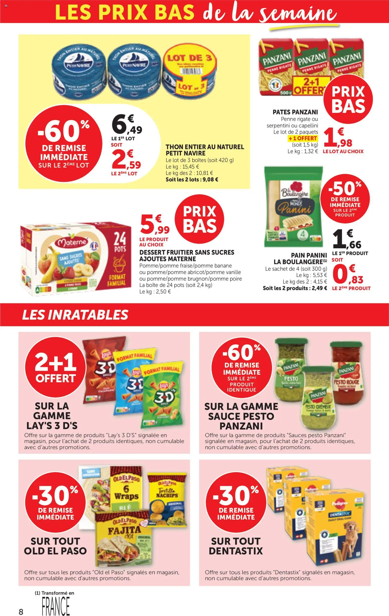 {H1} | Page: 8 | Produits: Panini, Pesto rouge, Thon, Banane