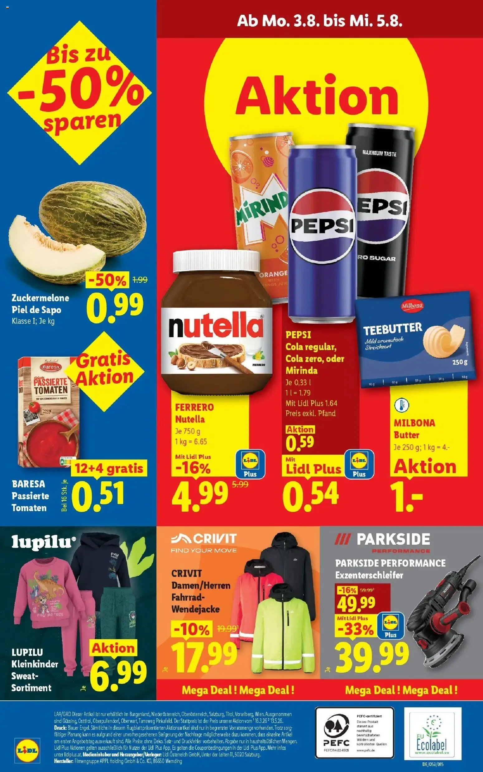 Lidl Flugblatt - Wien, Langenzersdorf, Zwettl gültig ab 30.07.2026 | Seite: 29 | Produkte: Nutella, Butter, Pepsi, Tomaten