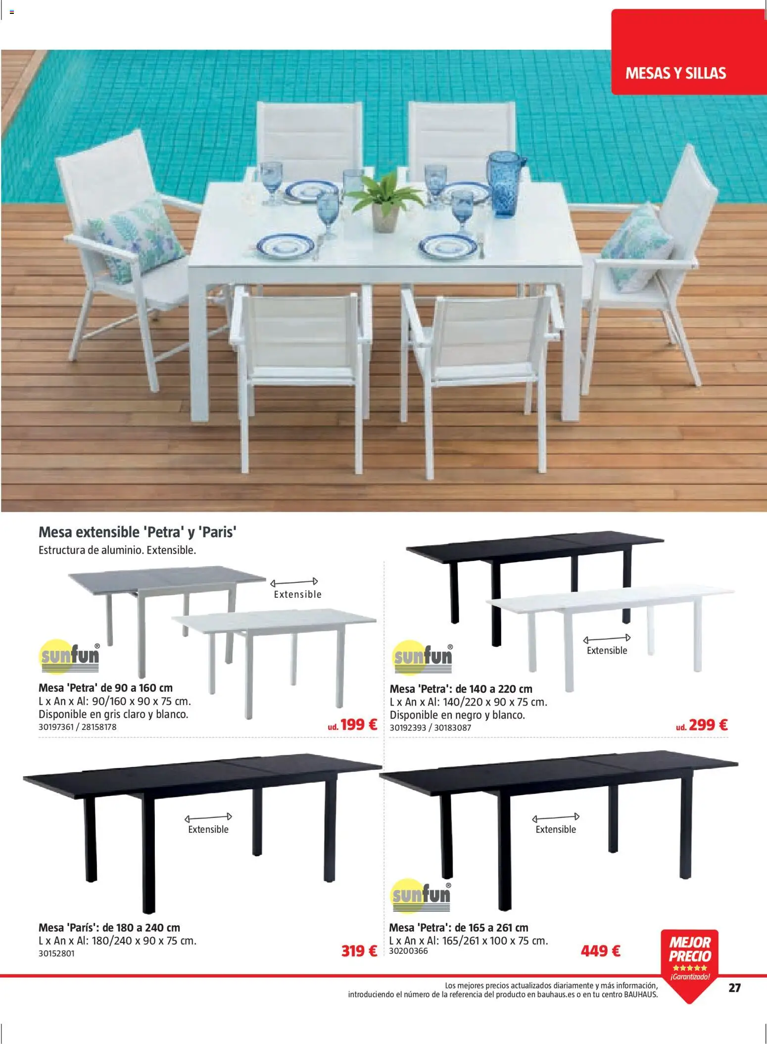 Bauhaus Verano │ válido desde el 16.03.2026 | Página: 27 | Productos: Mesa extensible, Mesa