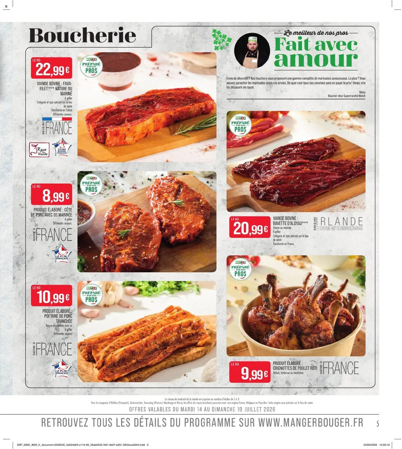 {H1} | Page: 5 | Produits: Poitrine de porc, Viande, Côte de porc, Viande bovine
