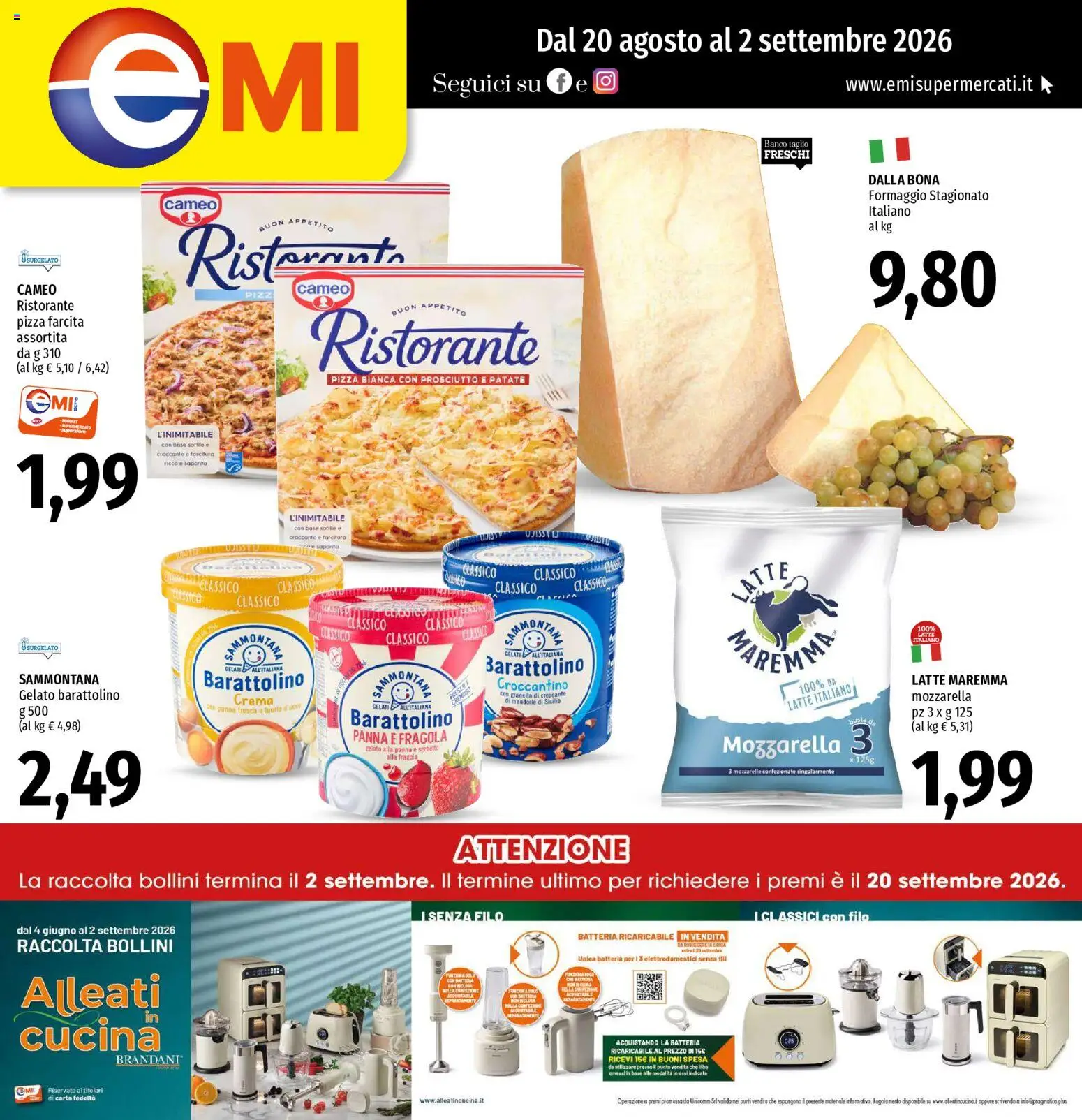 Volantino EMI del 20/08/2026 | Pagina: 1 | Prodotti: Crema, Pizza, Mozzarella, Latte