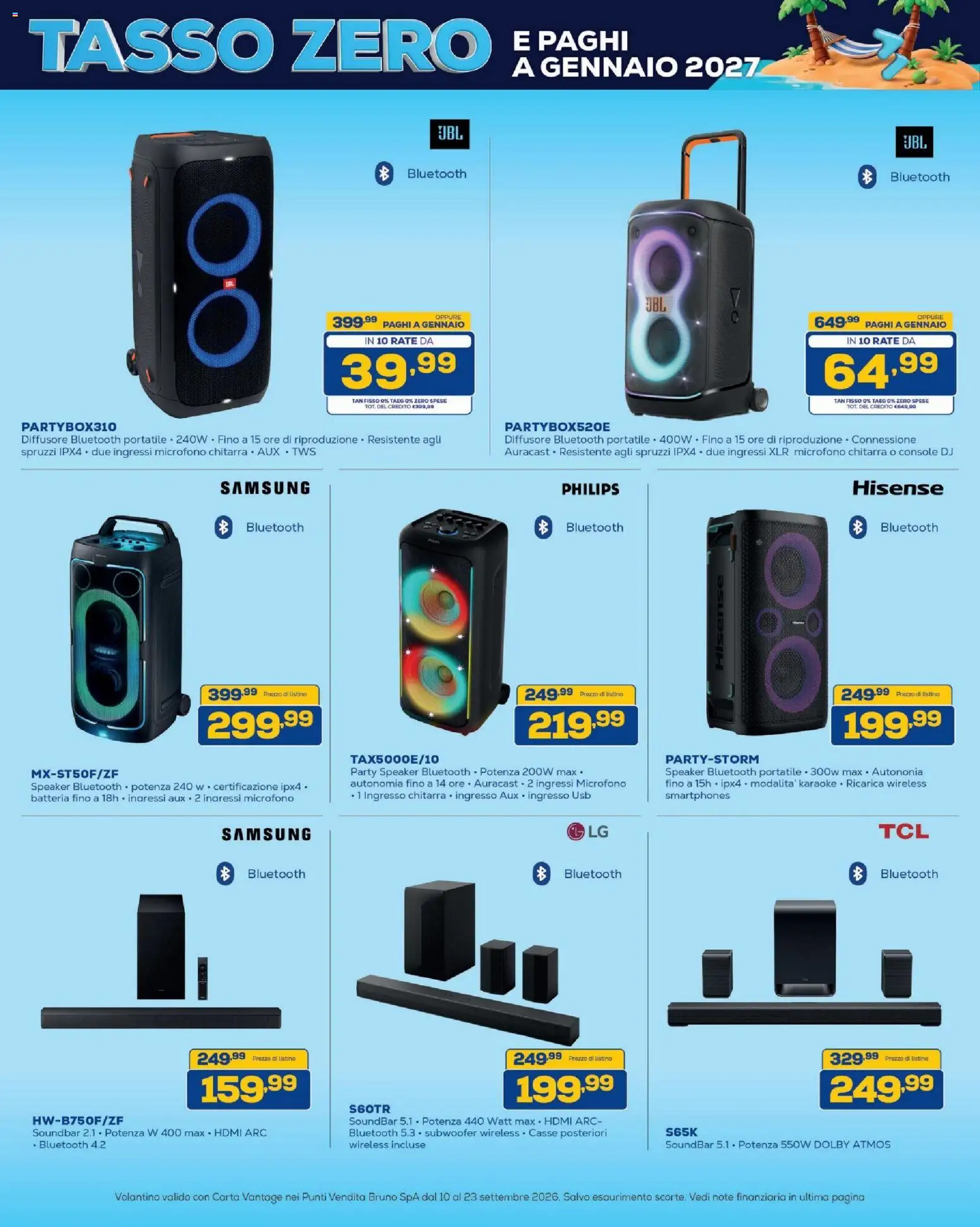 Volantino BRUNO del 10/09/2026 | Pagina: 22 | Prodotti: Speaker, USB, Batteria, Samsung