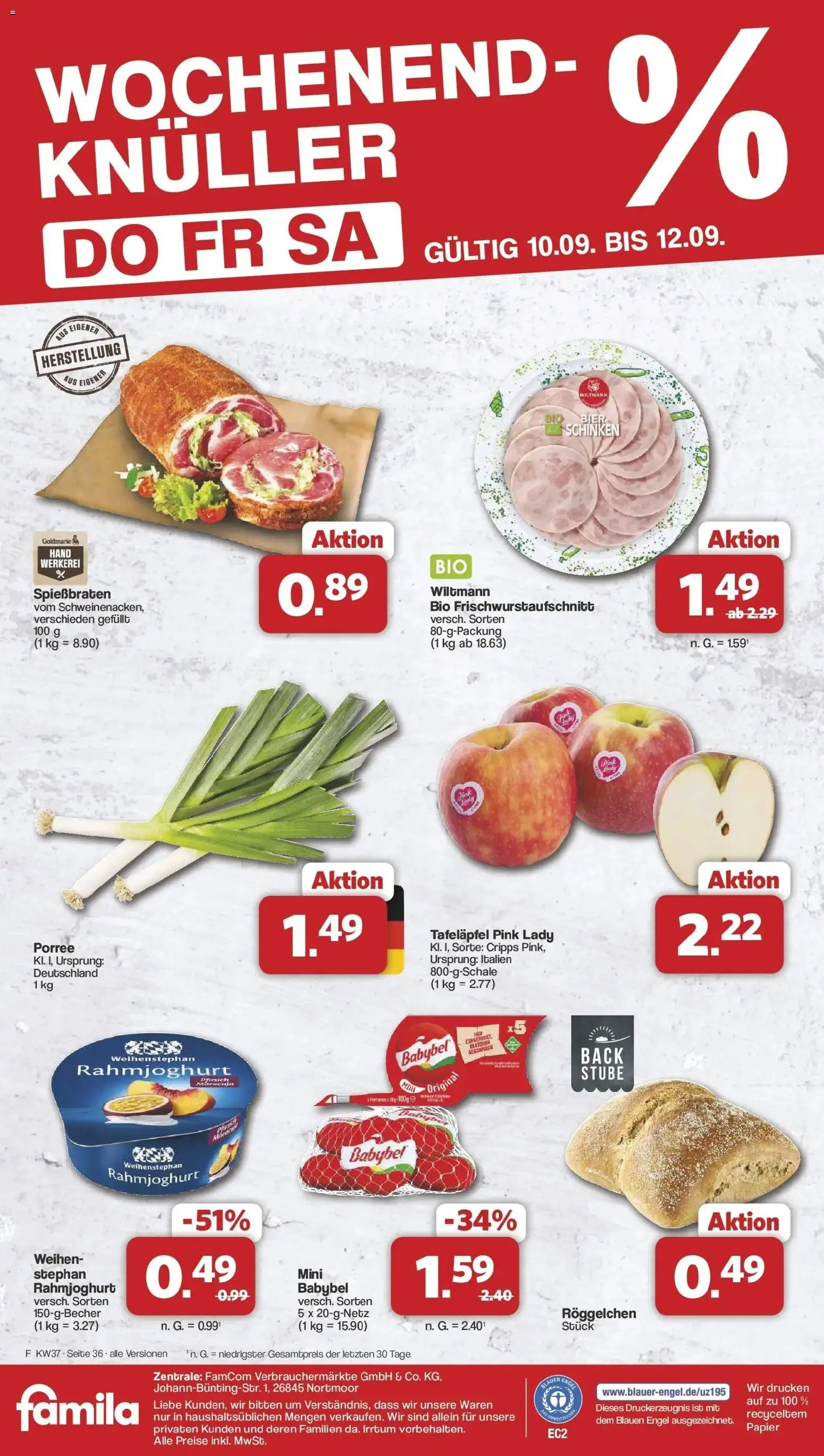 Famila Nordwest  Aktueller Prospekt – gültig ab 07.09.2026 | Seite: 38 | Produkte: Babybel, Schinken