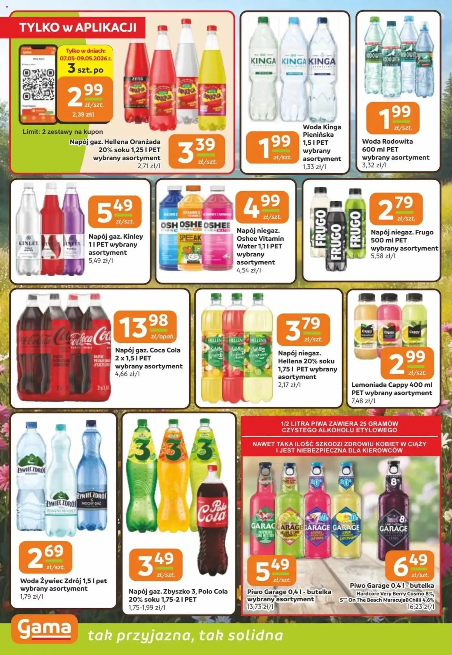 Gama gazetka od 07.05.2026 | Strona: 10 | Produkty: Woda żywiec, Coca cola, Piwo, Woda