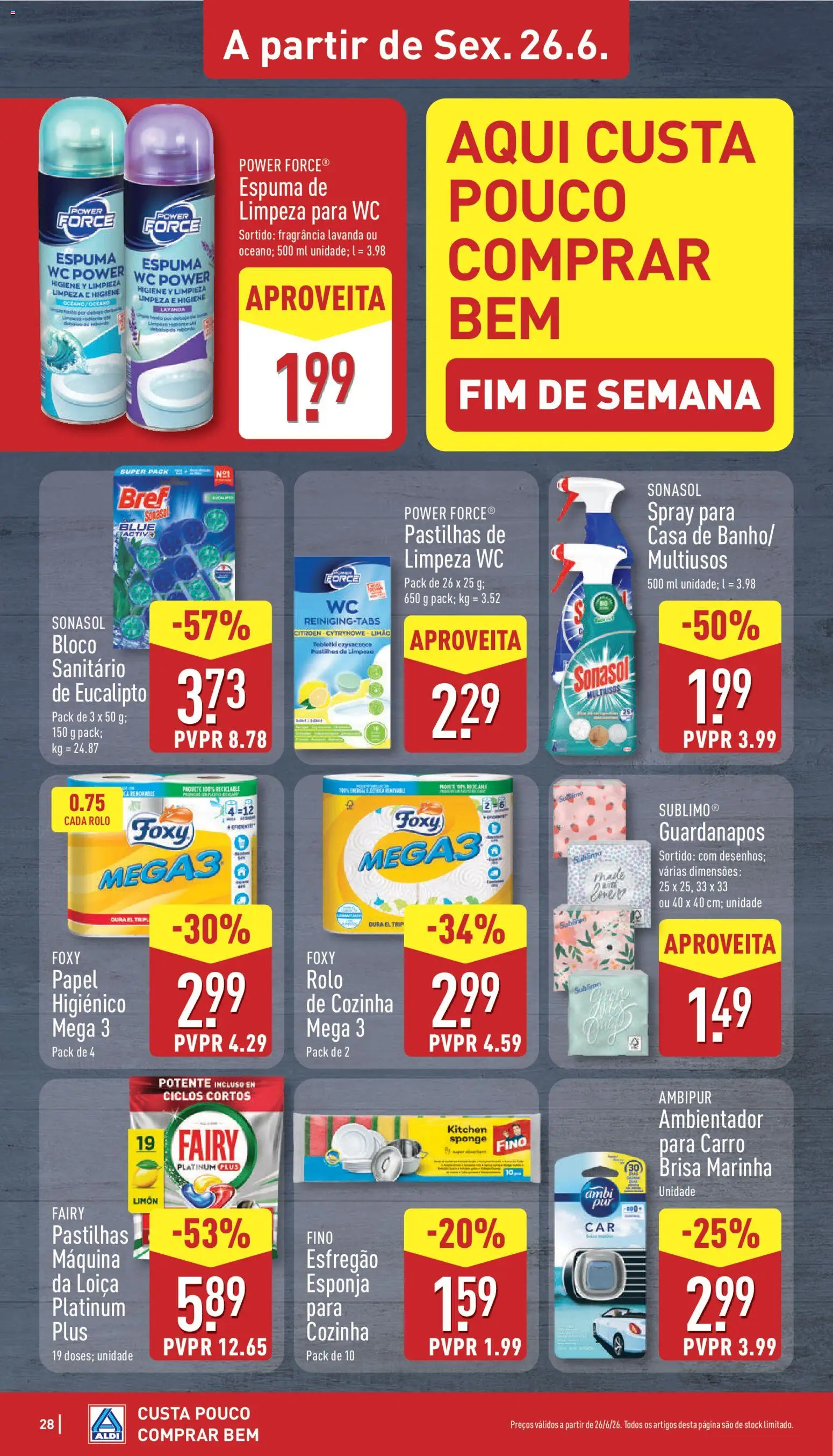 Aldi folheto │ válido de 22.06.2026 | Página: 28 | Produtos: Esfregão, Fragrância, Guardanapos, Esponja