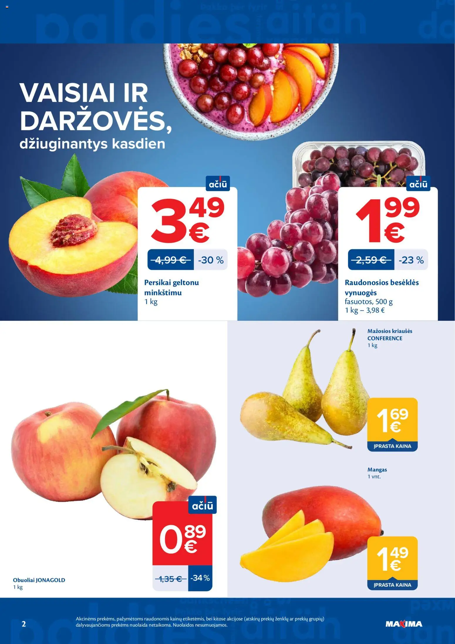 MAXIMA akcijos nuo 26.05.2026 | Puslapis: 2 | Prekių: Vynuogės, Obuoliai