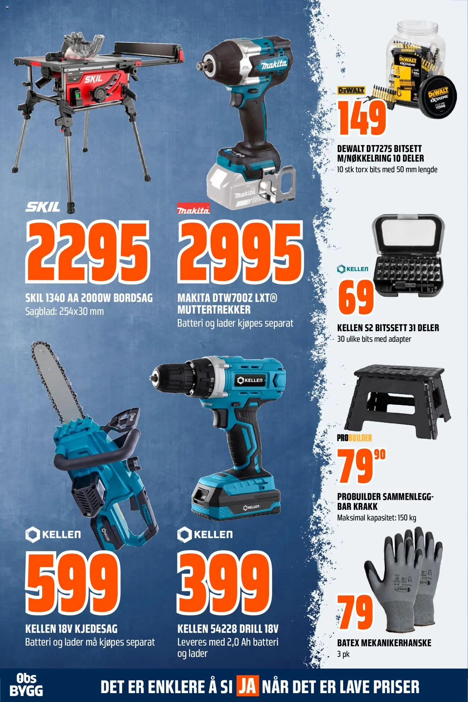 {H1} | Side: 12 | Produkter: Drill, Krakk, Batteri, Bordsag